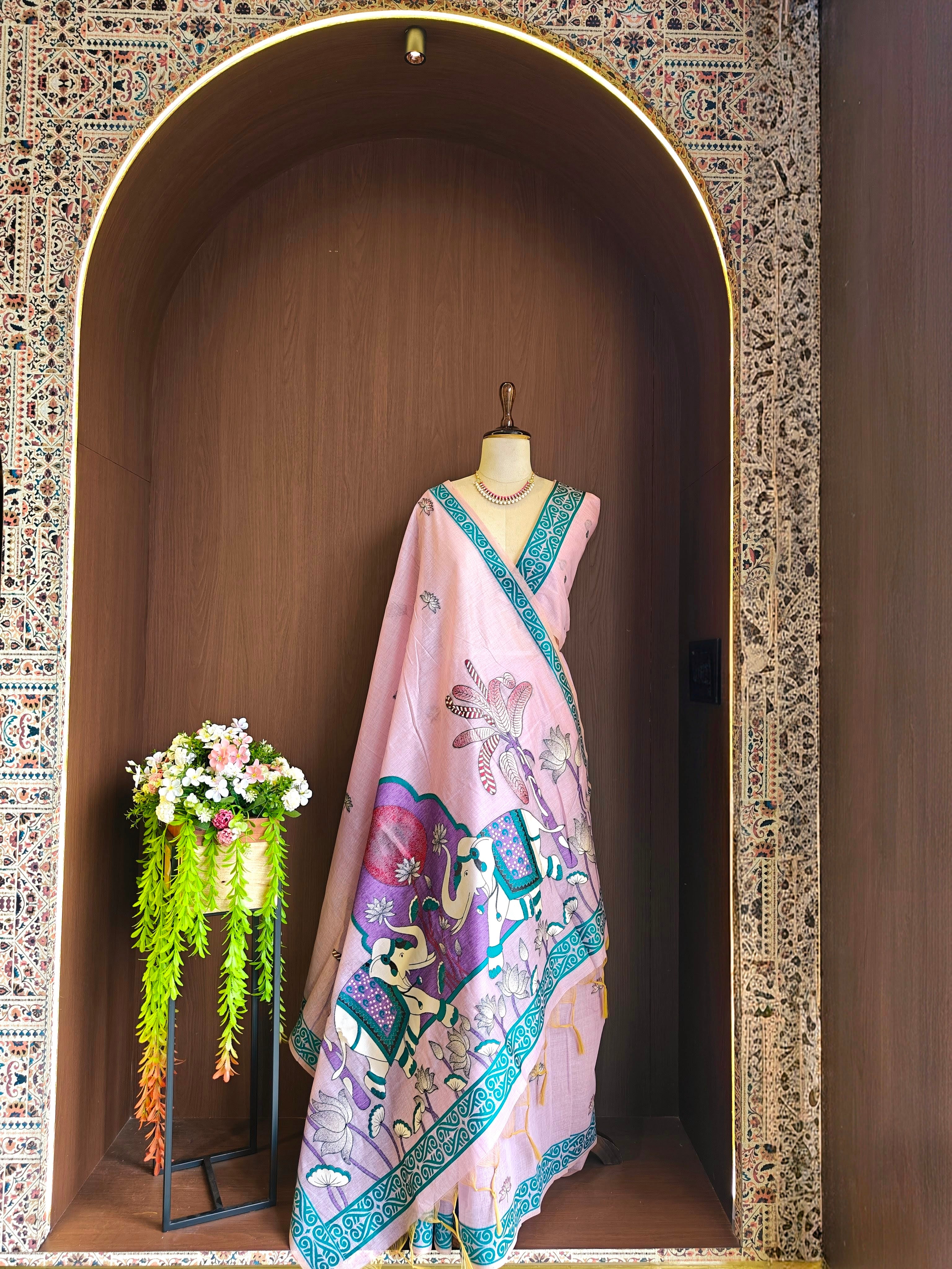 Light Purple Rajwadi Woven Muga Cotton Saree