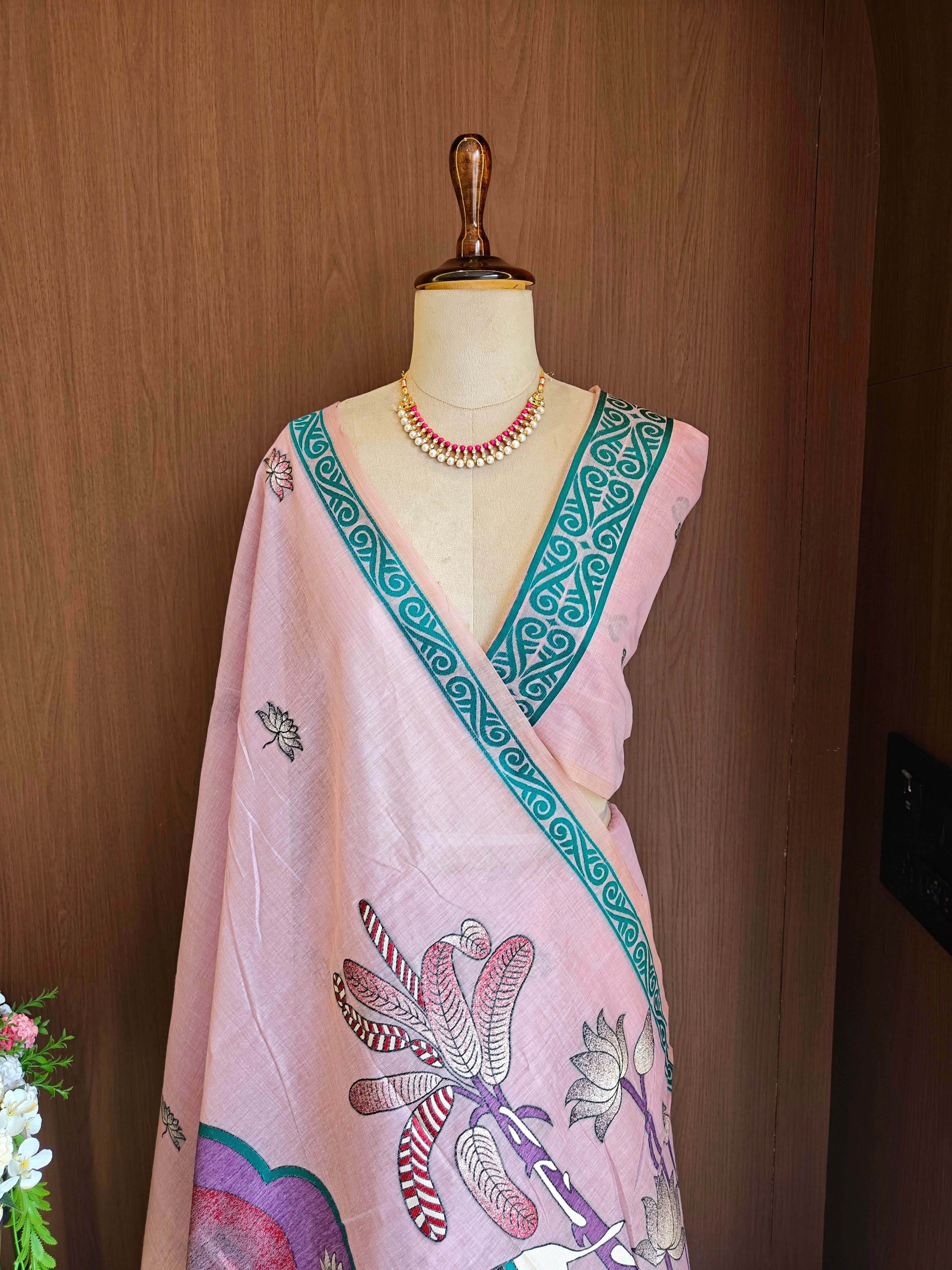 Light Purple Rajwadi Woven Muga Cotton Saree