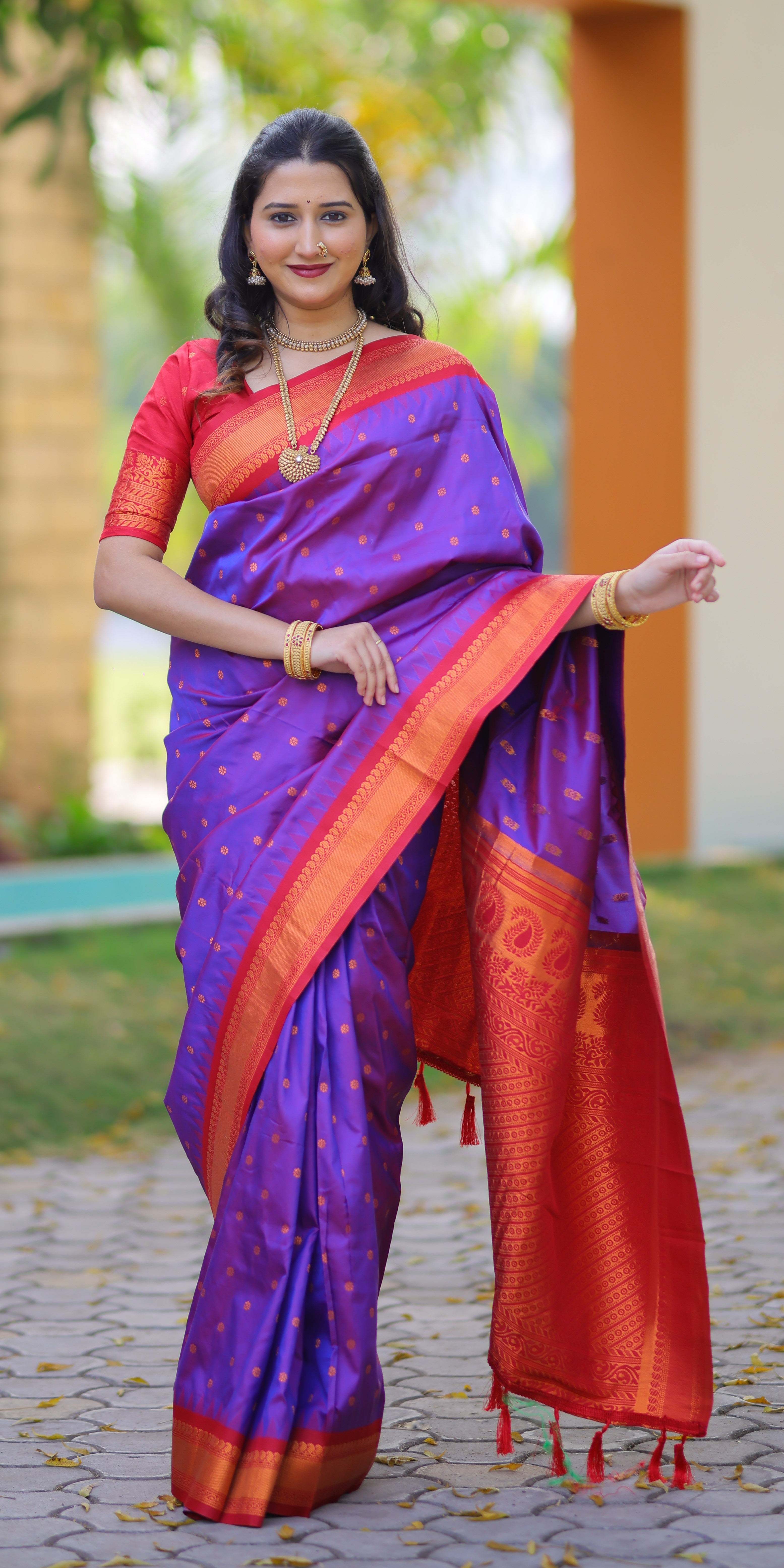 Lovely Purple Kanji Gadwal Silk Saree