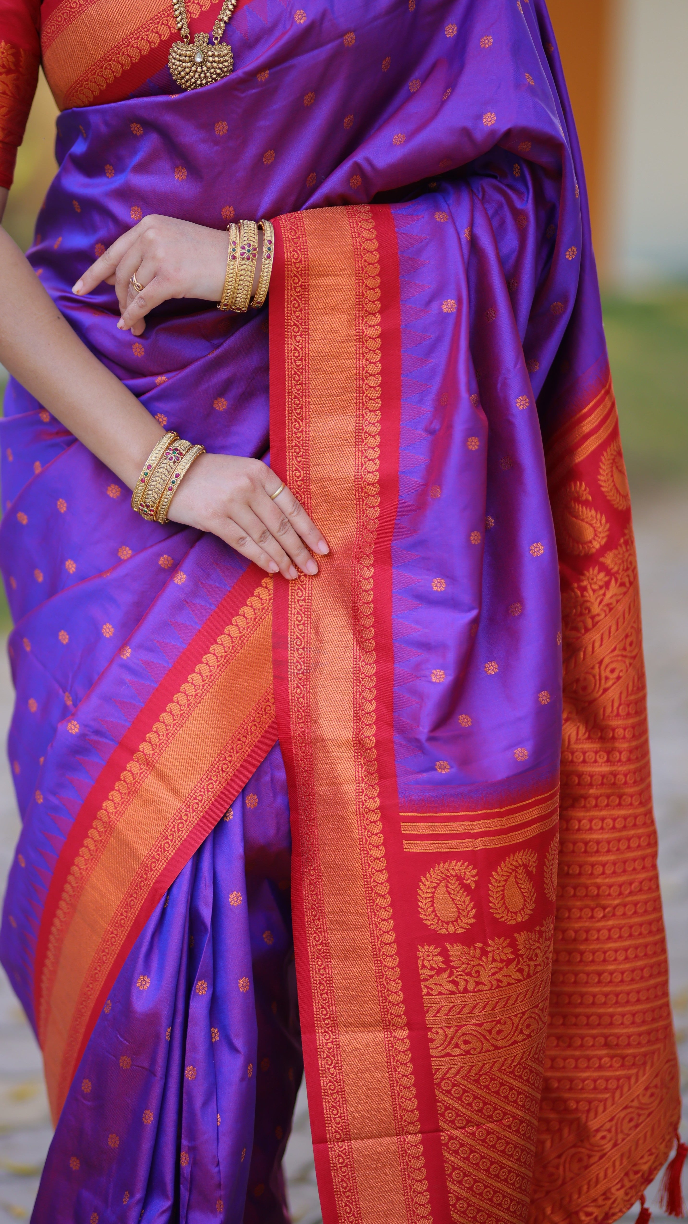 Lovely Purple Kanji Gadwal Silk Saree