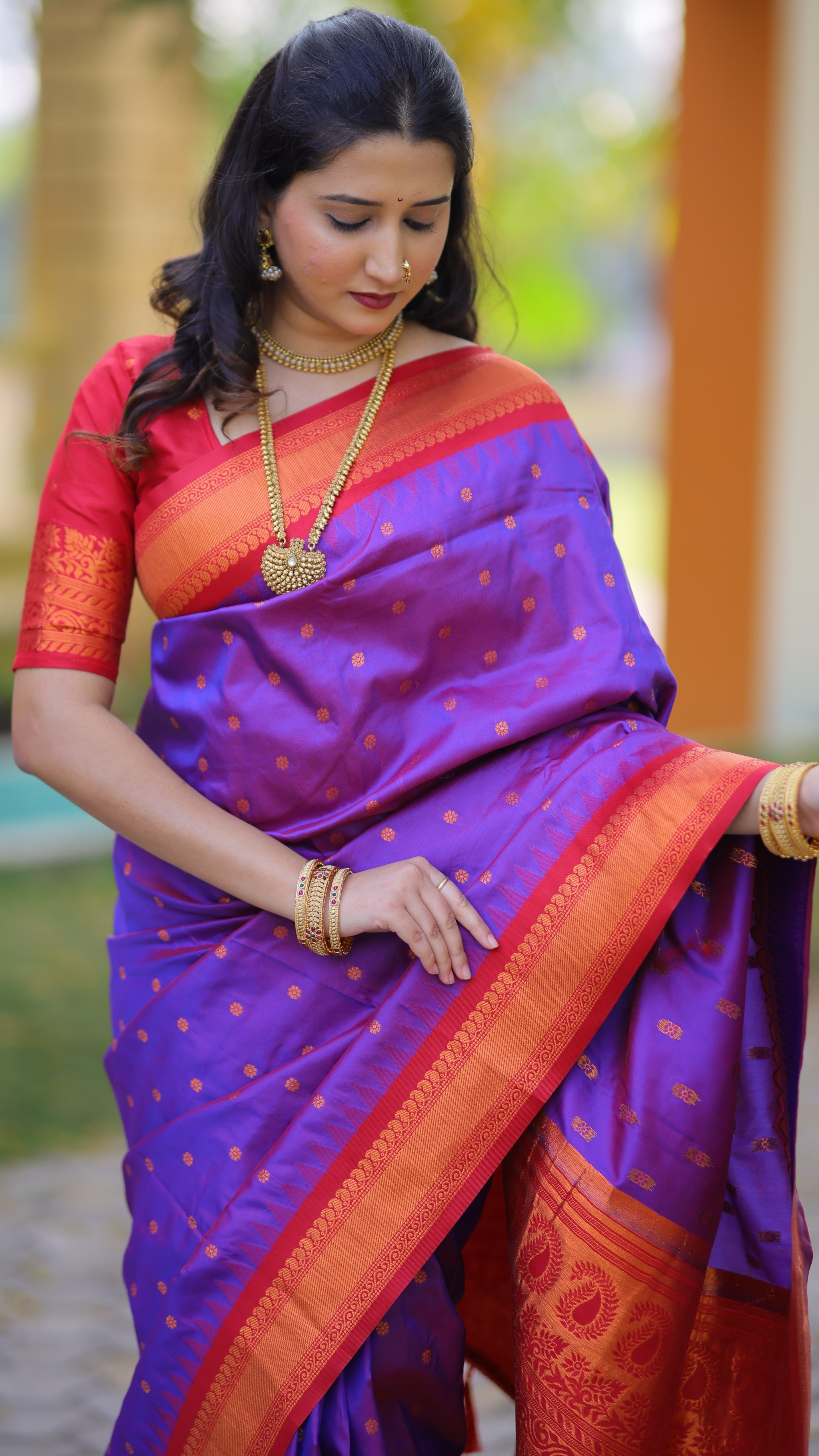 Lovely Purple Kanji Gadwal Silk Saree