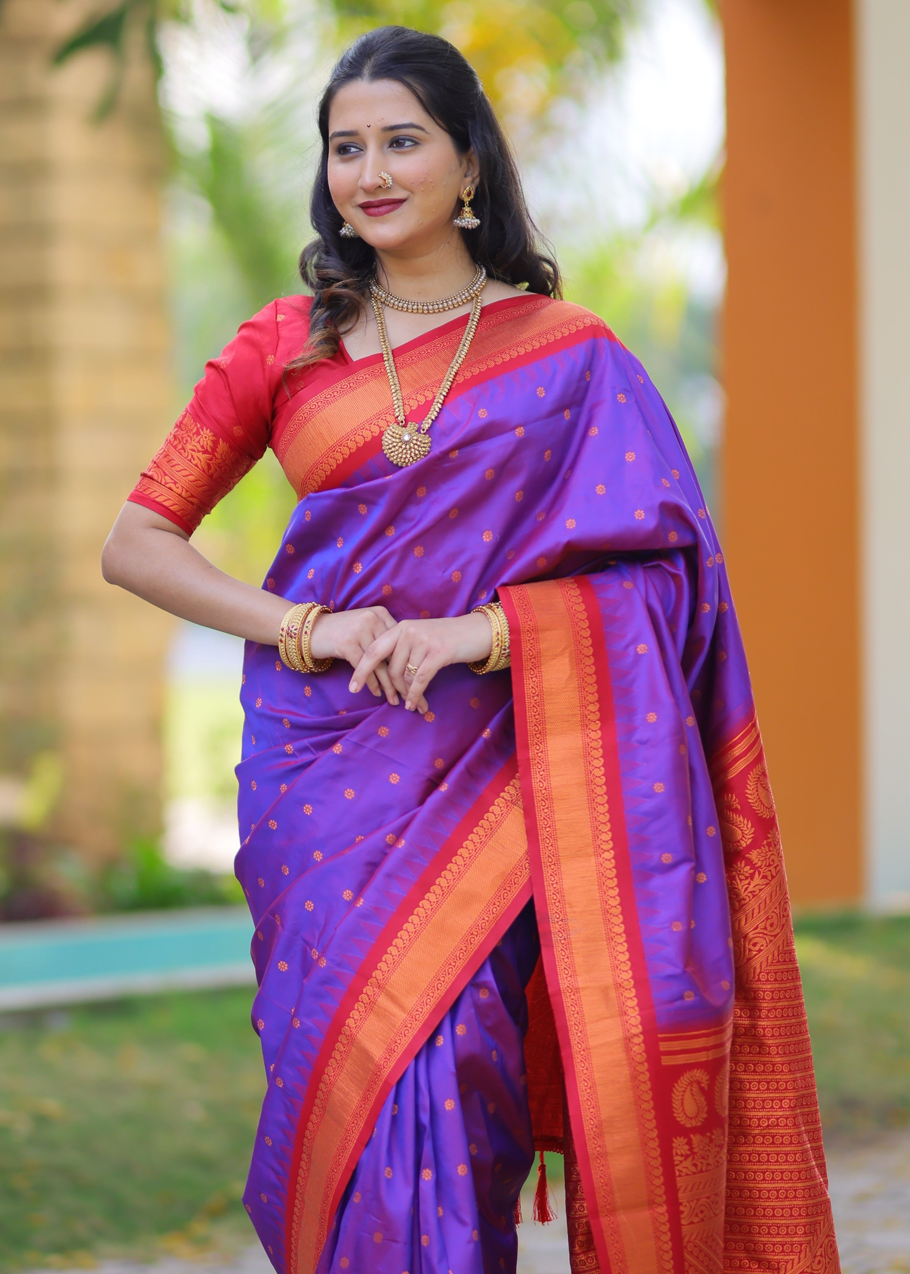 Lovely Purple Kanji Gadwal Silk Saree