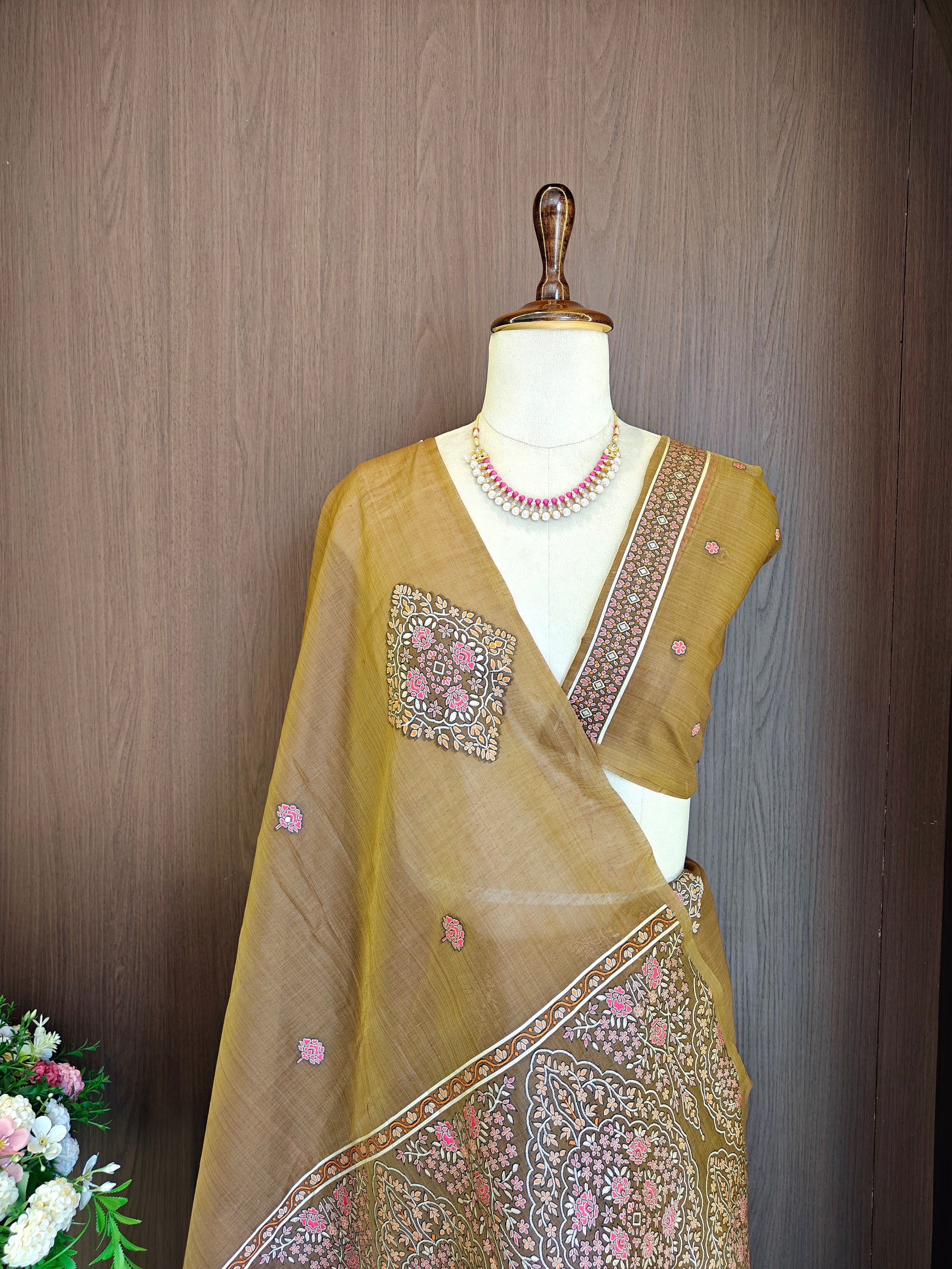 Luxor Gold Resham Woven Muga Cotton Saree