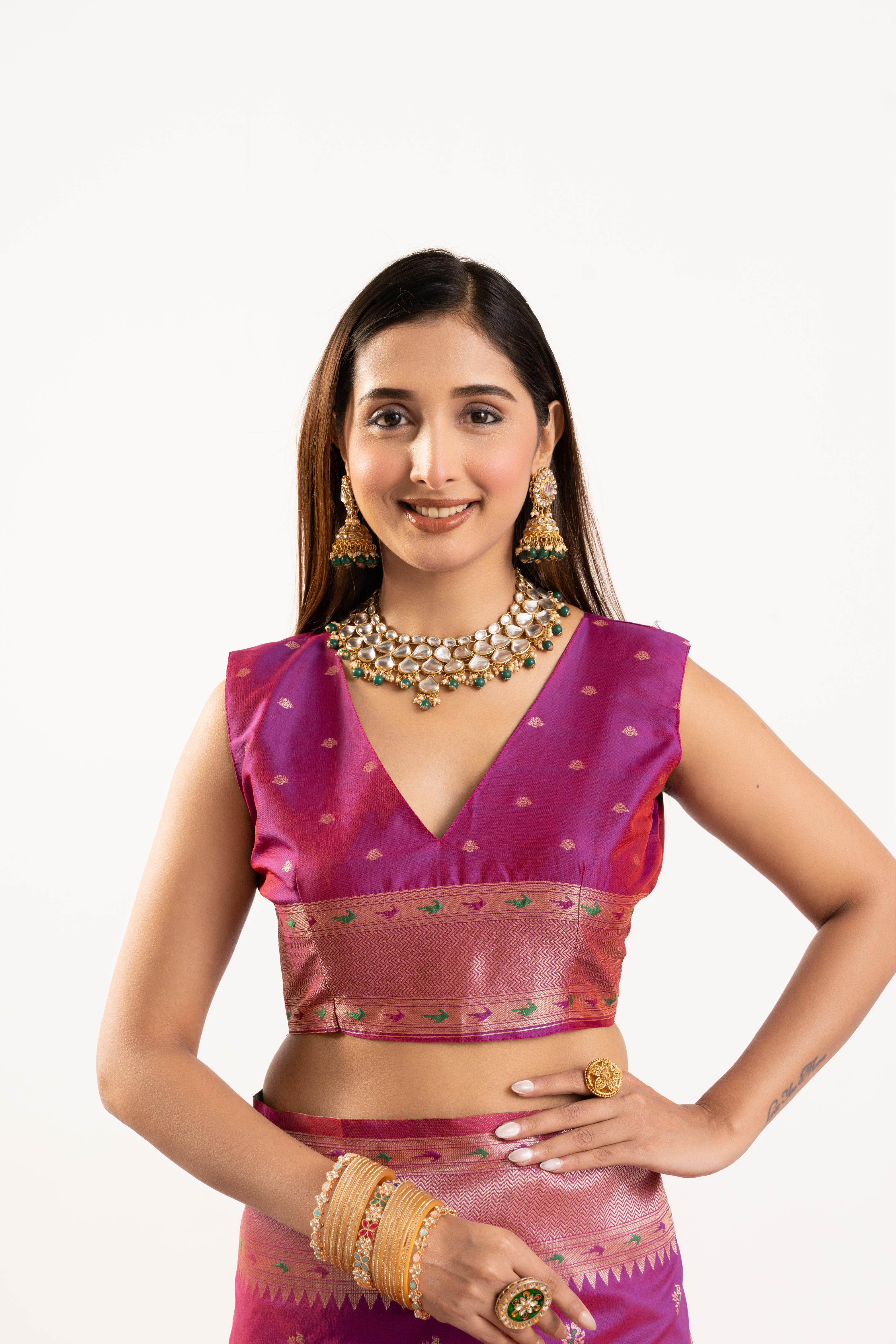 Magenta Banarasi Silk Paithani Saree