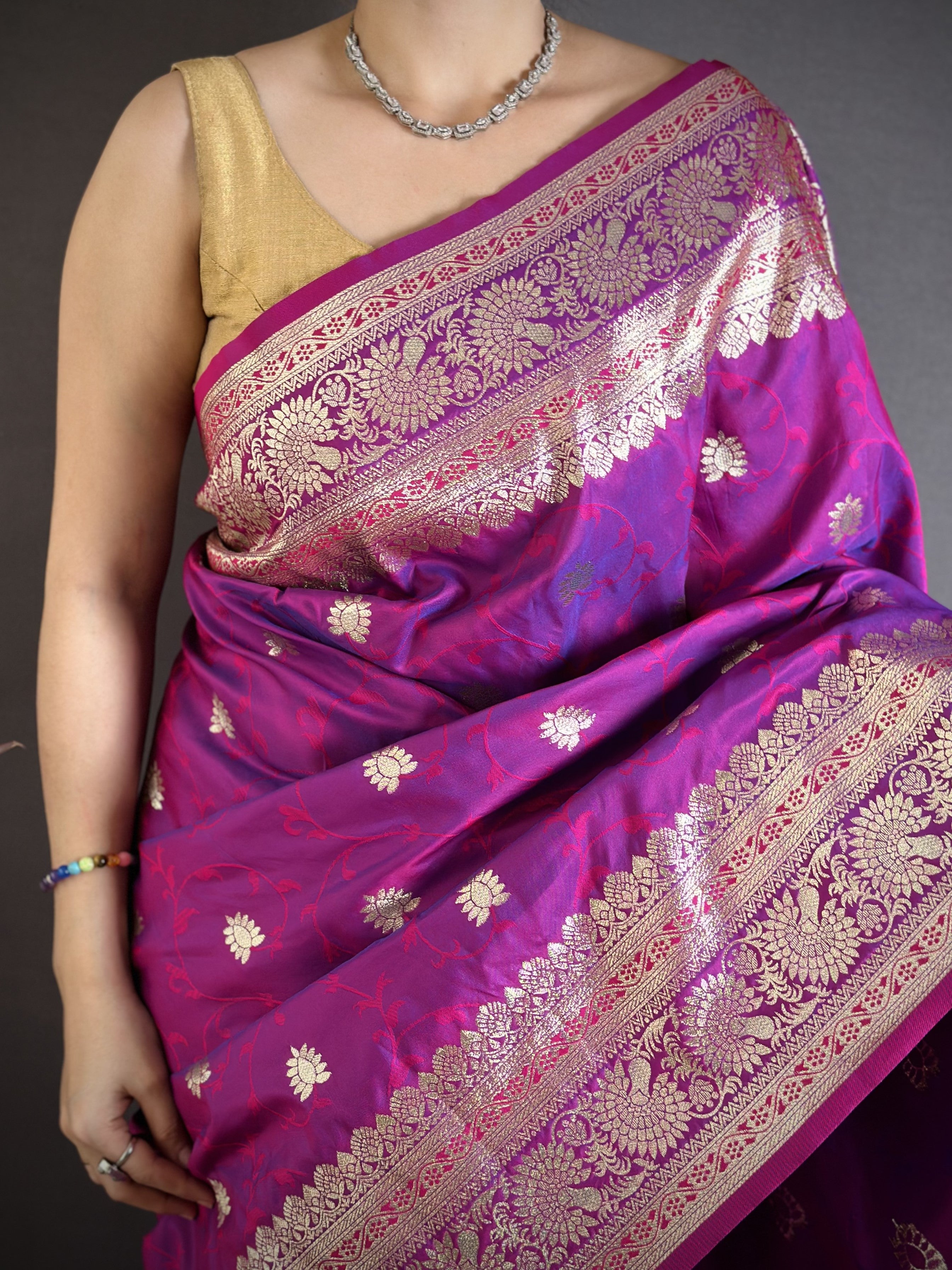Magenta Pure Banarasi Silk Saree