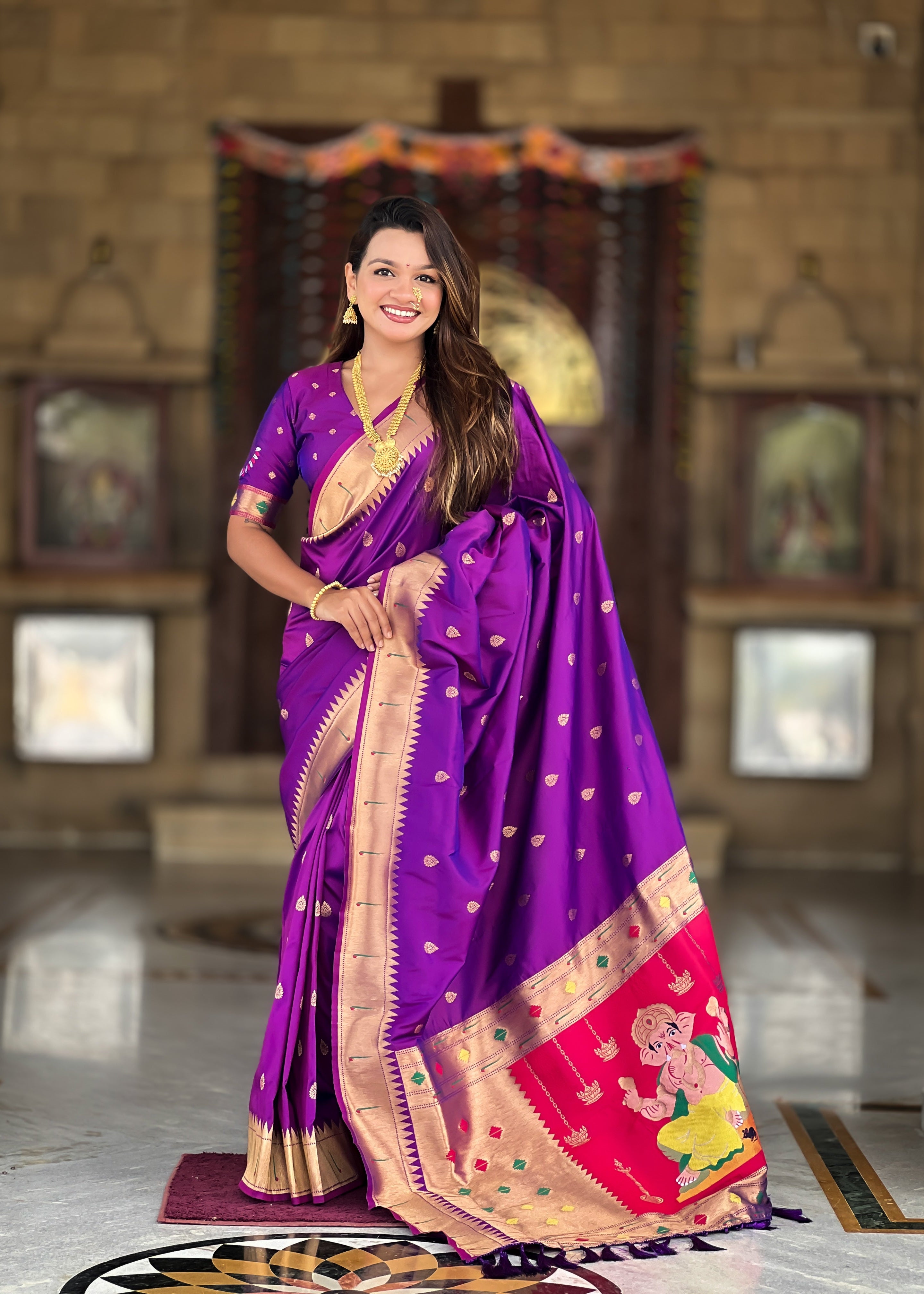 Magenta Soft Paithani Silk Saree