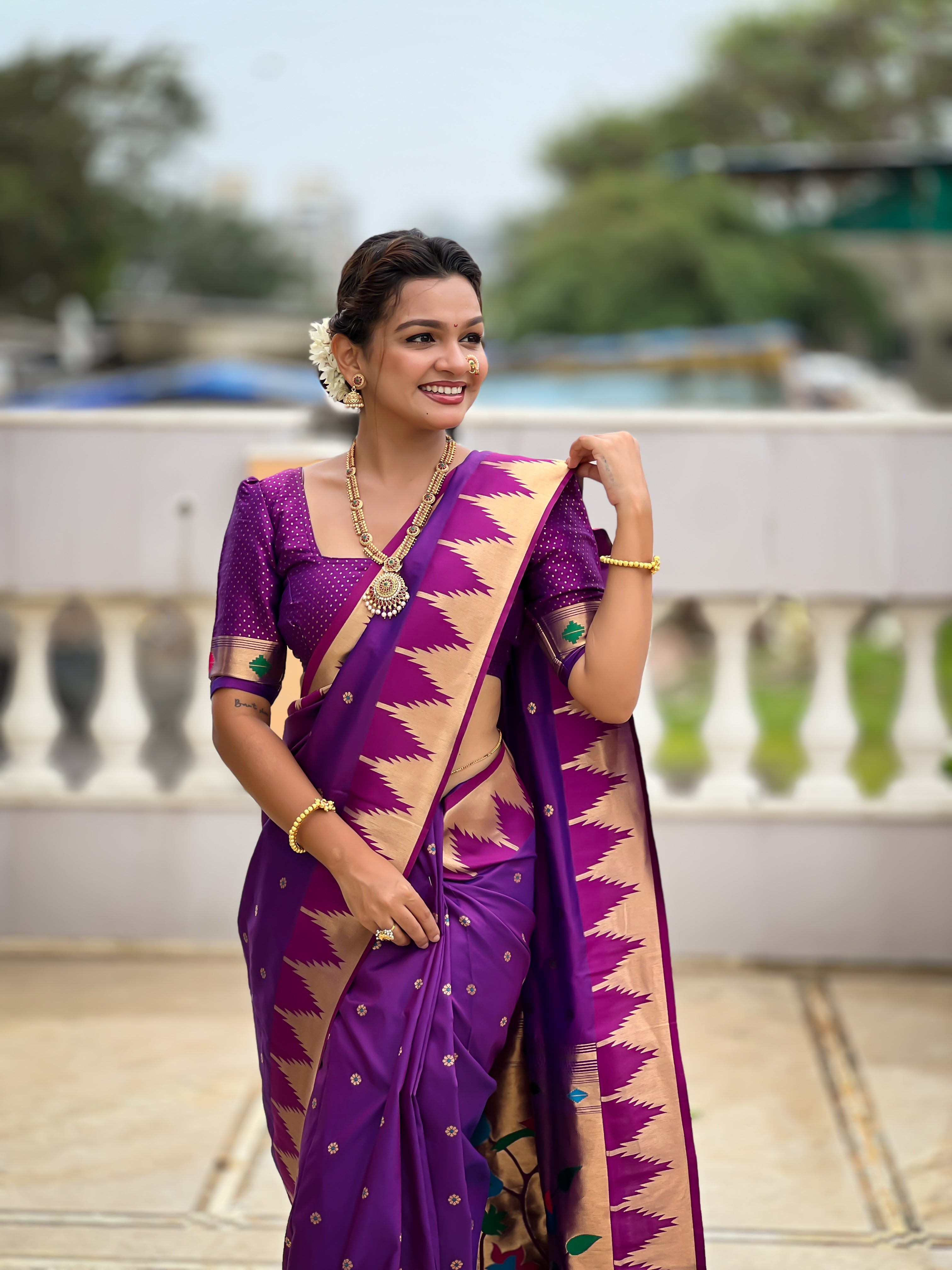 Magenta Wedding Wear Soft Paithani Silk Saree