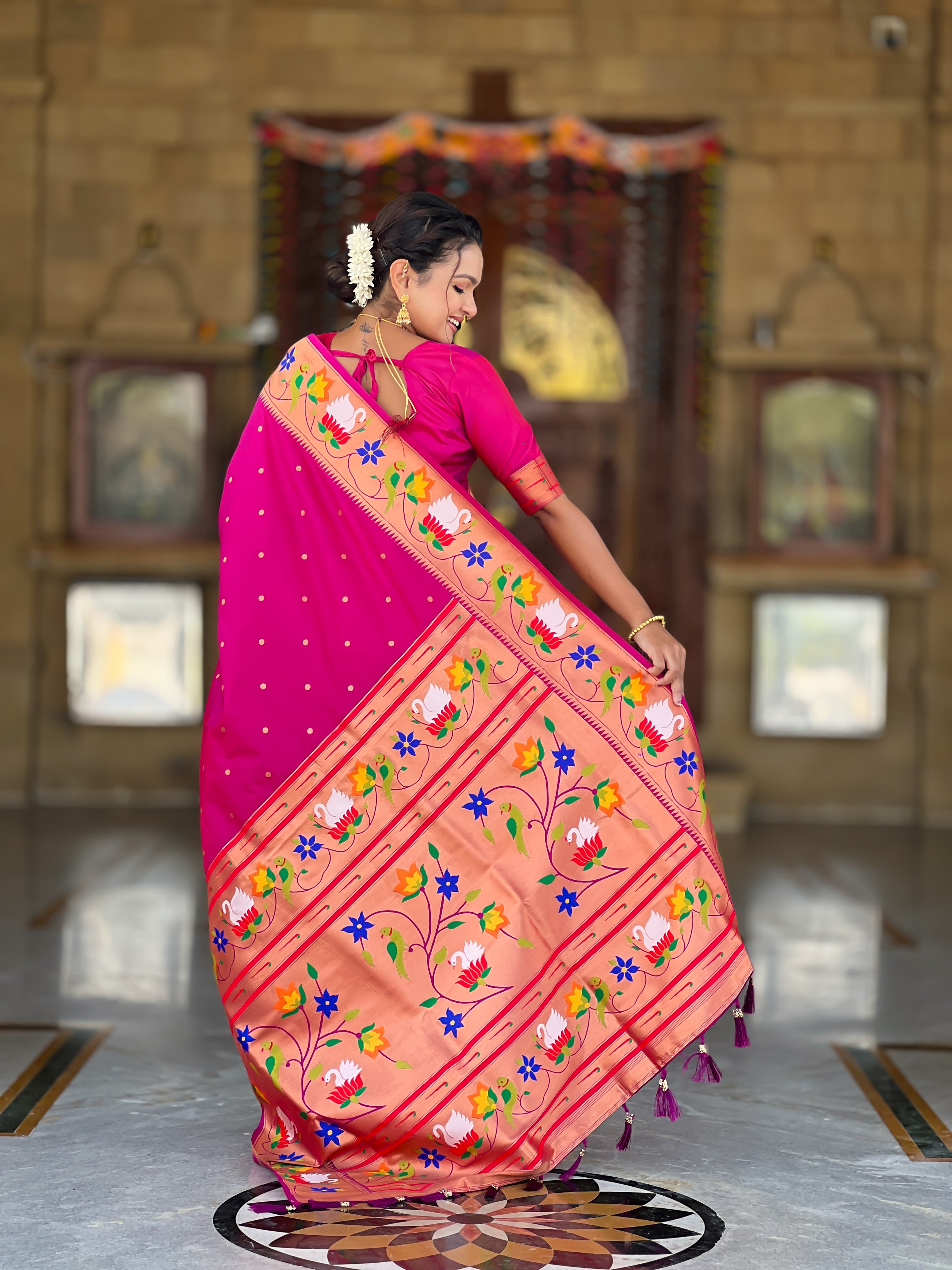 Magenta Wedding Wear Soft Paithani Silk Saree