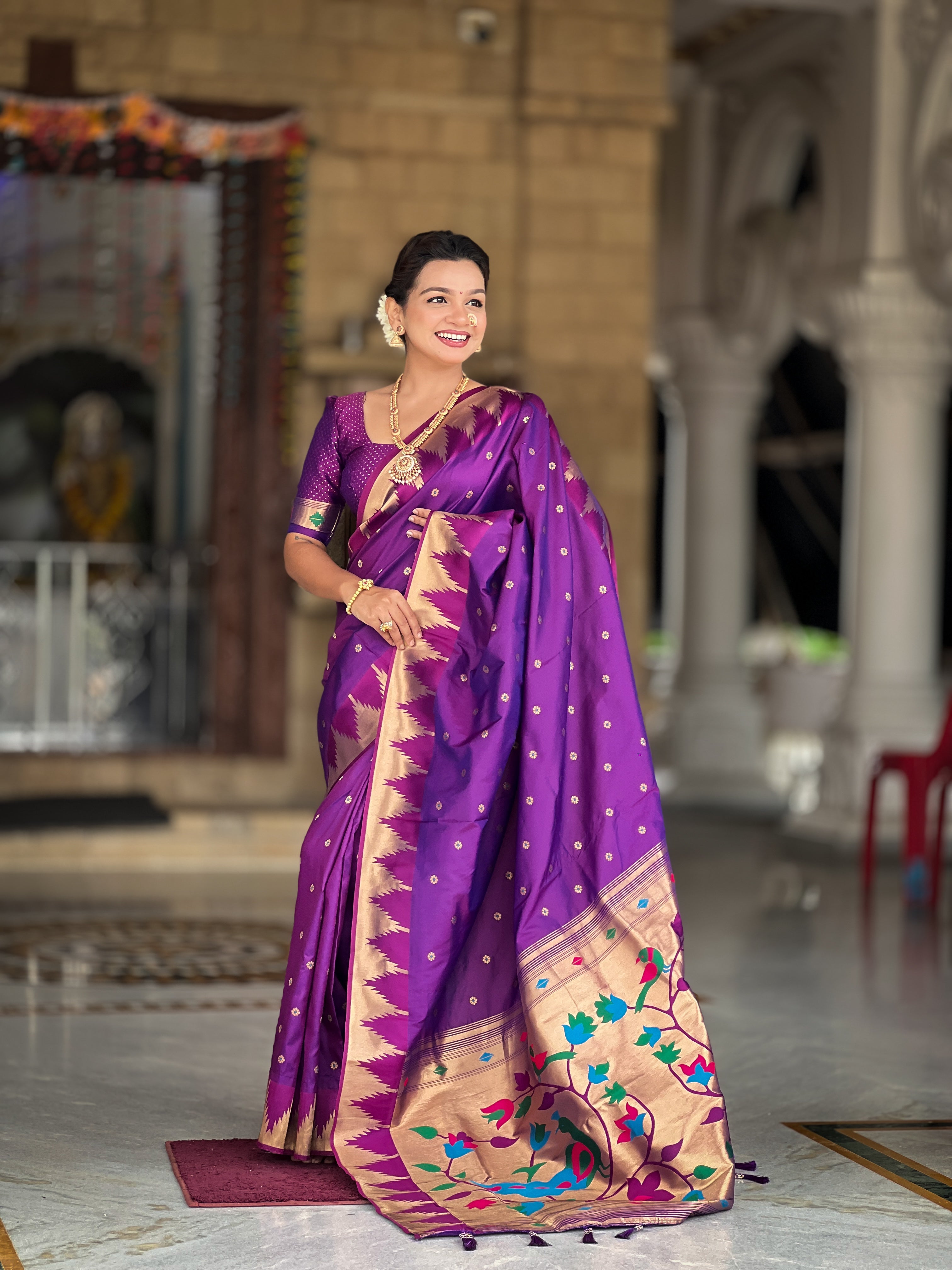 Magenta Wedding Wear Soft Paithani Silk Saree