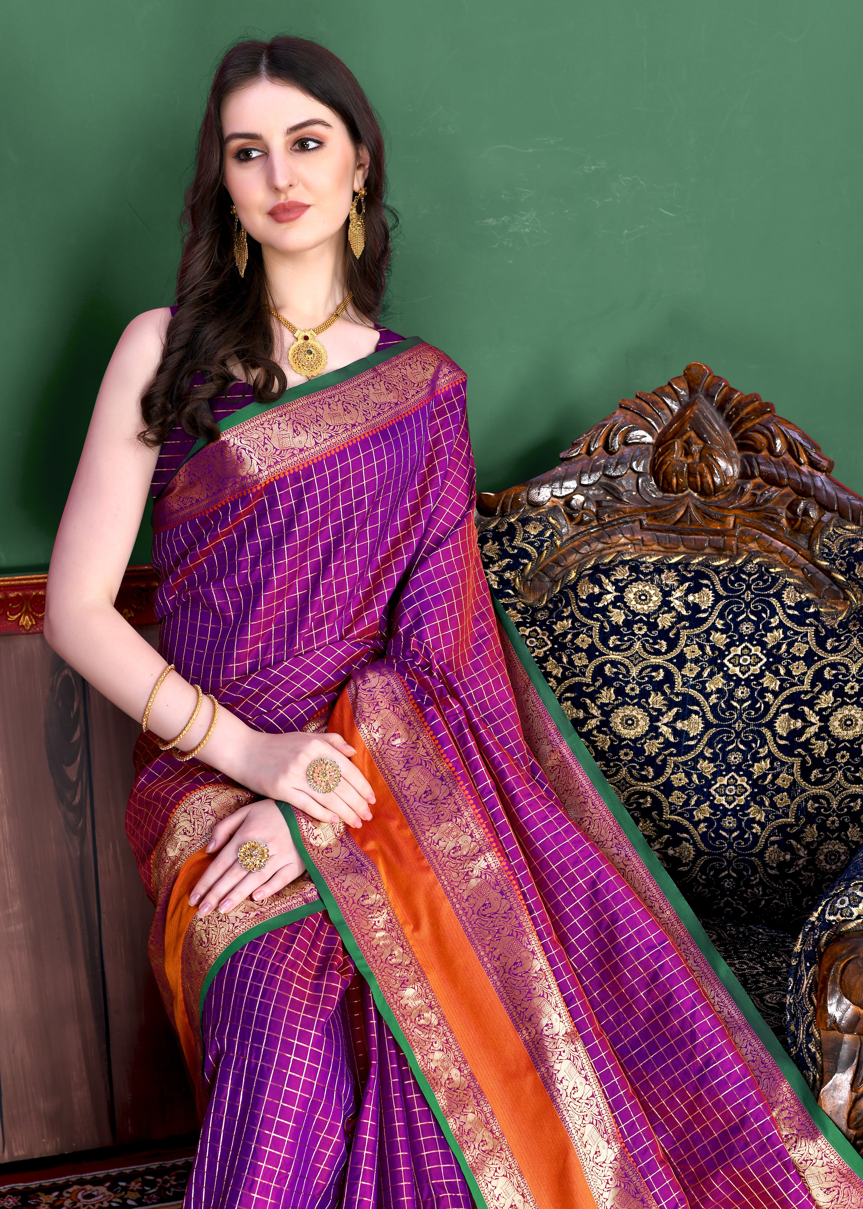 Magenta Wedding Wear Soft Silk Saree