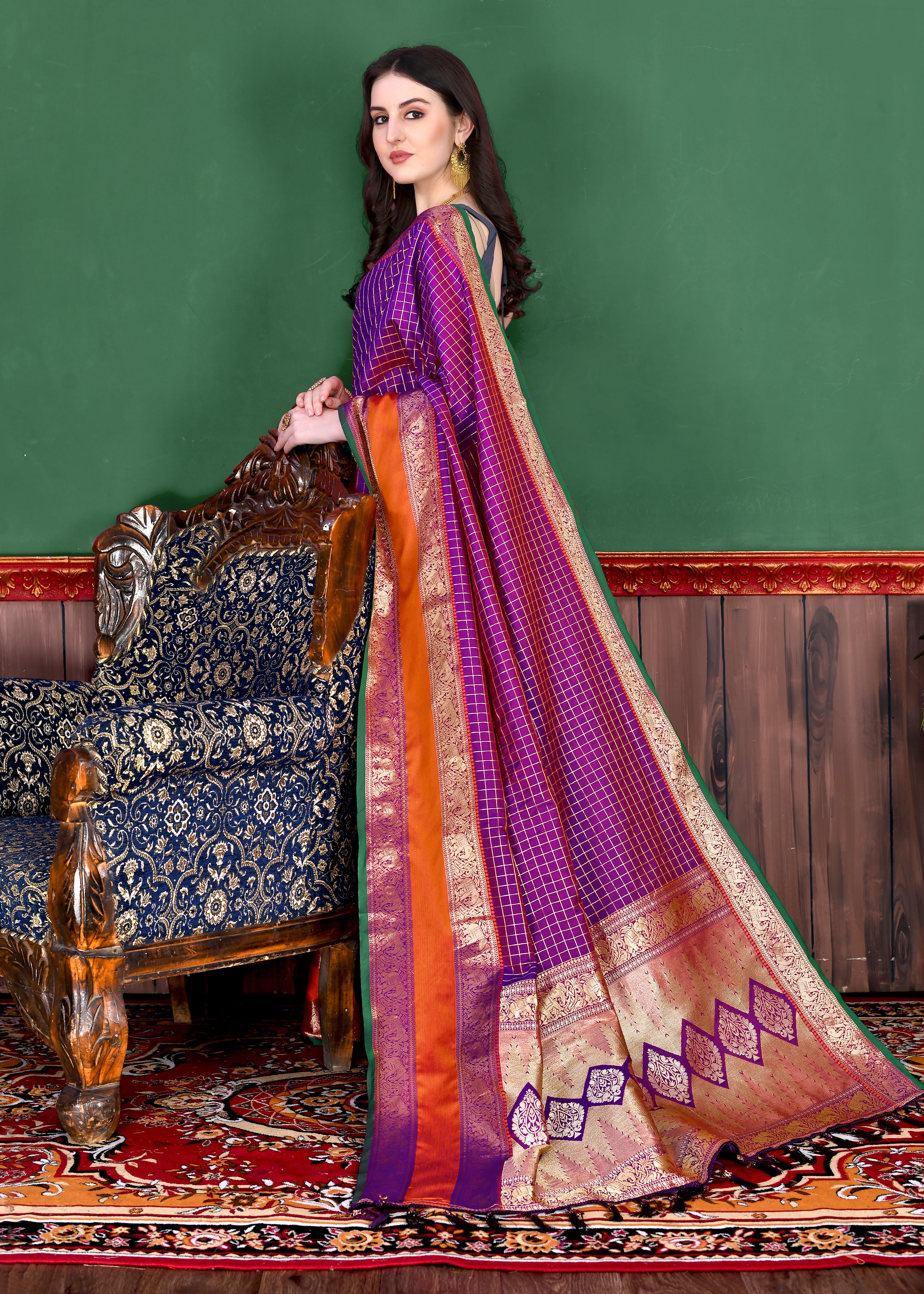 Magenta Wedding Wear Soft Silk Saree