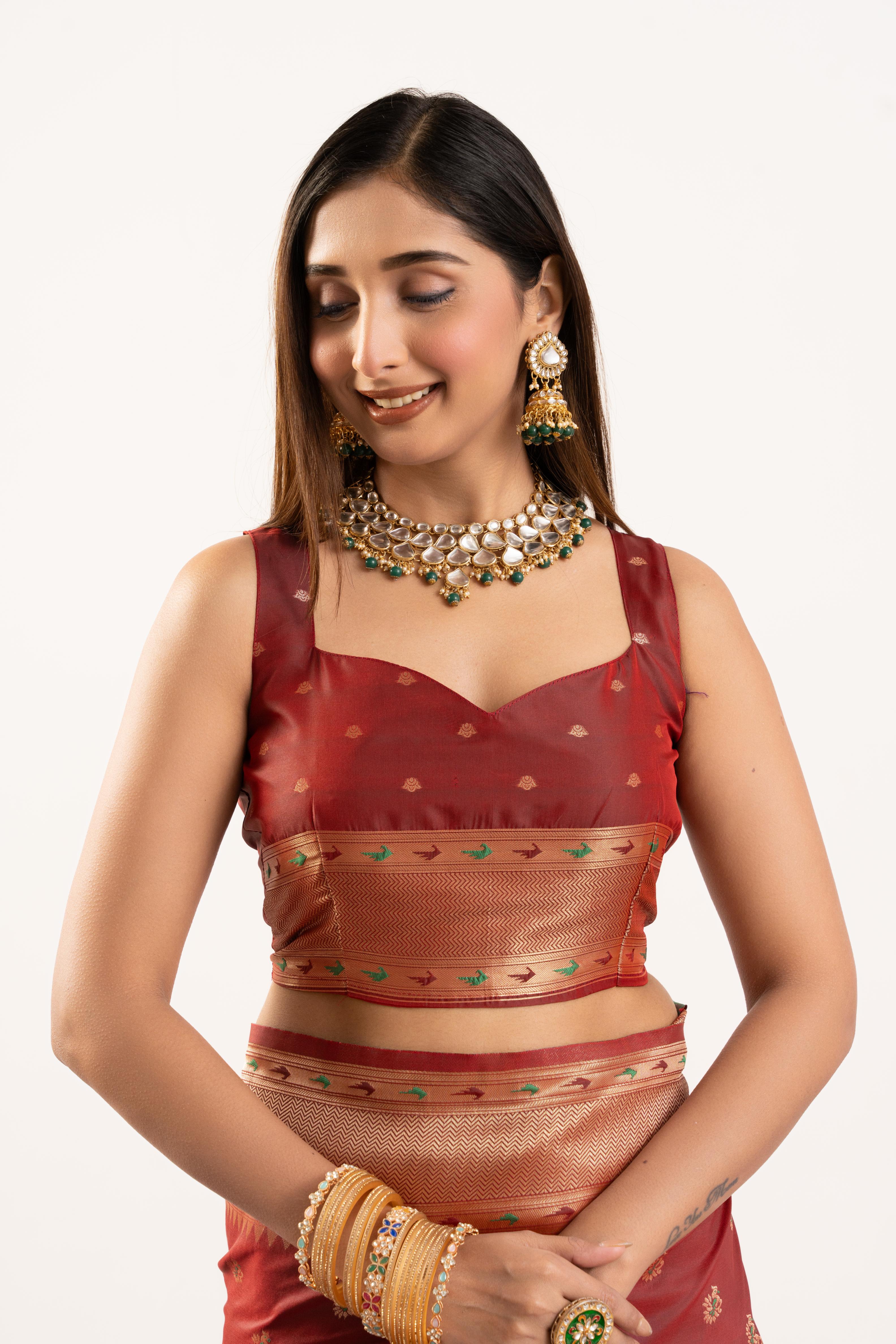 Maroon Banarasi Silk Paithani Saree