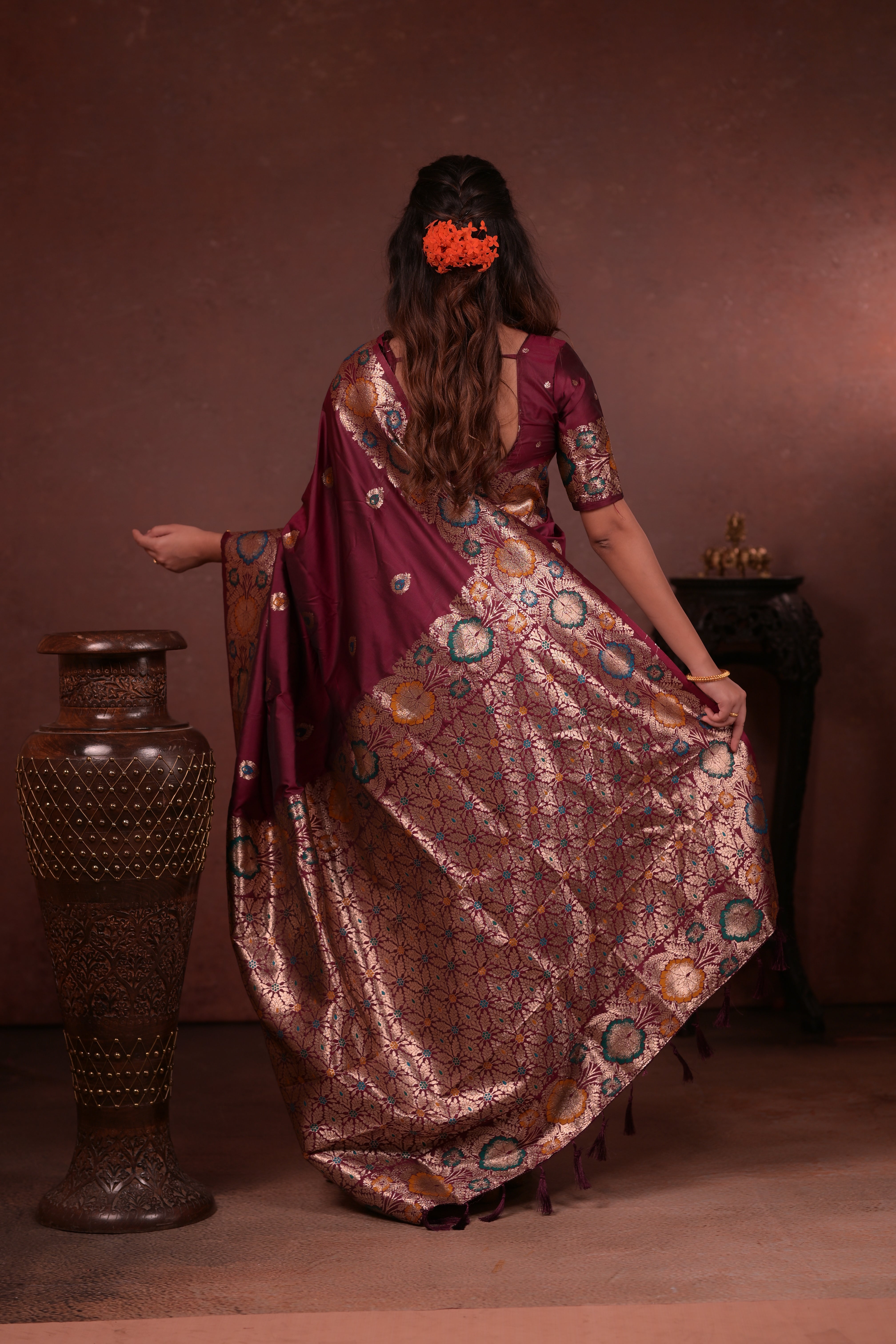 Maroon Paithani Woven Silk Saree