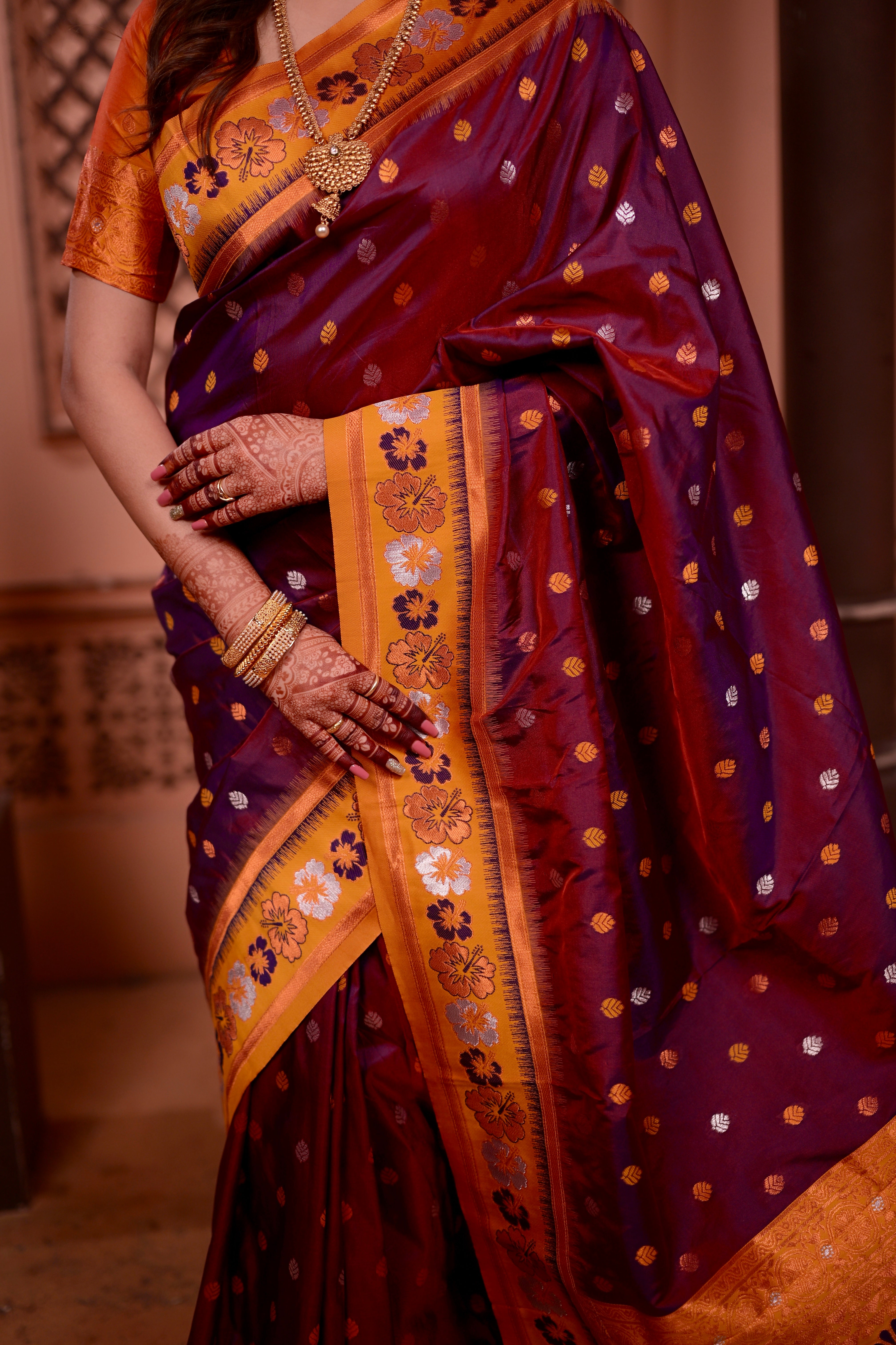 Maroon Traditional Soft Silk Saree