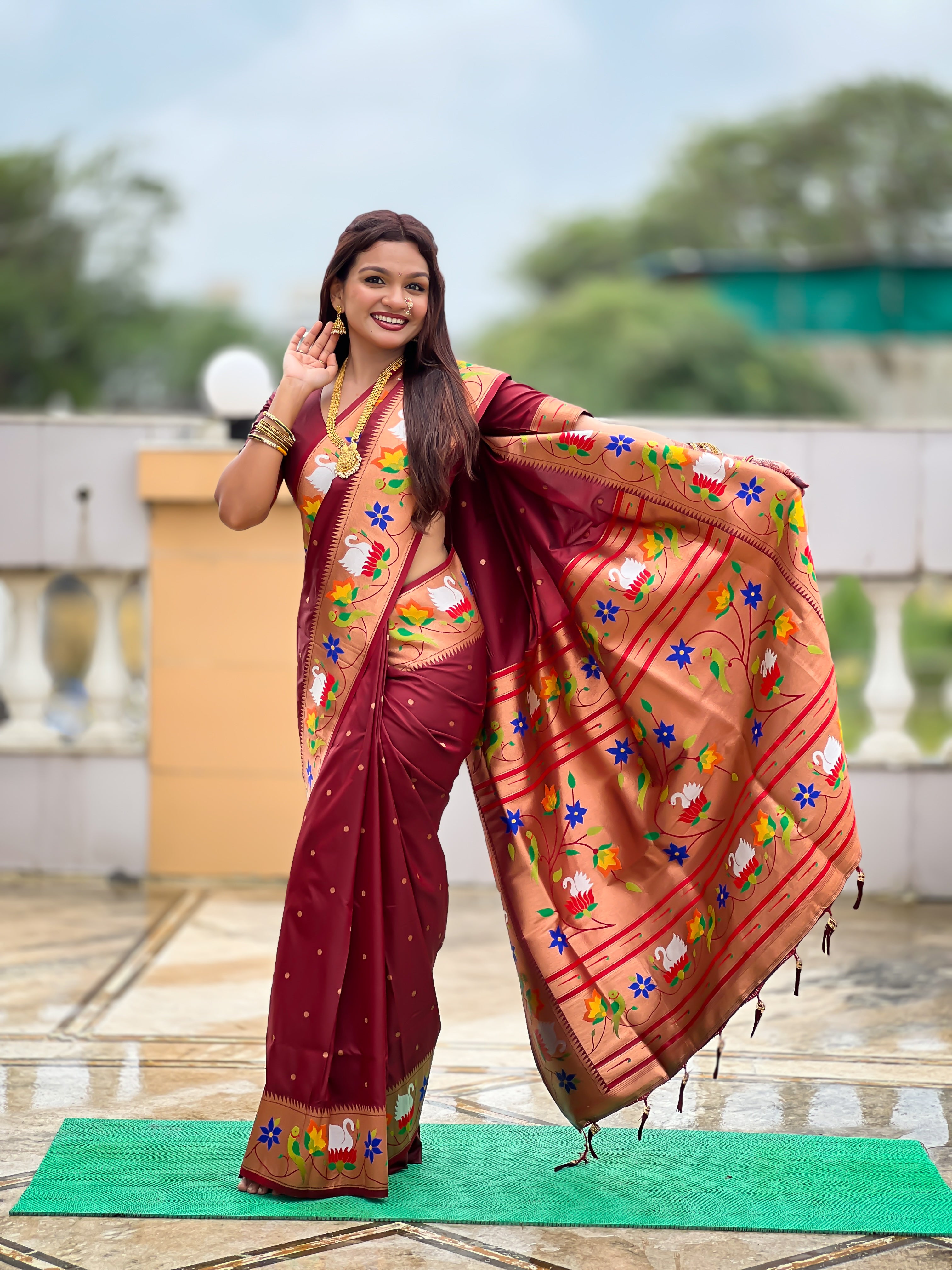 Maroon Wedding Wear Soft Paithani Silk Saree