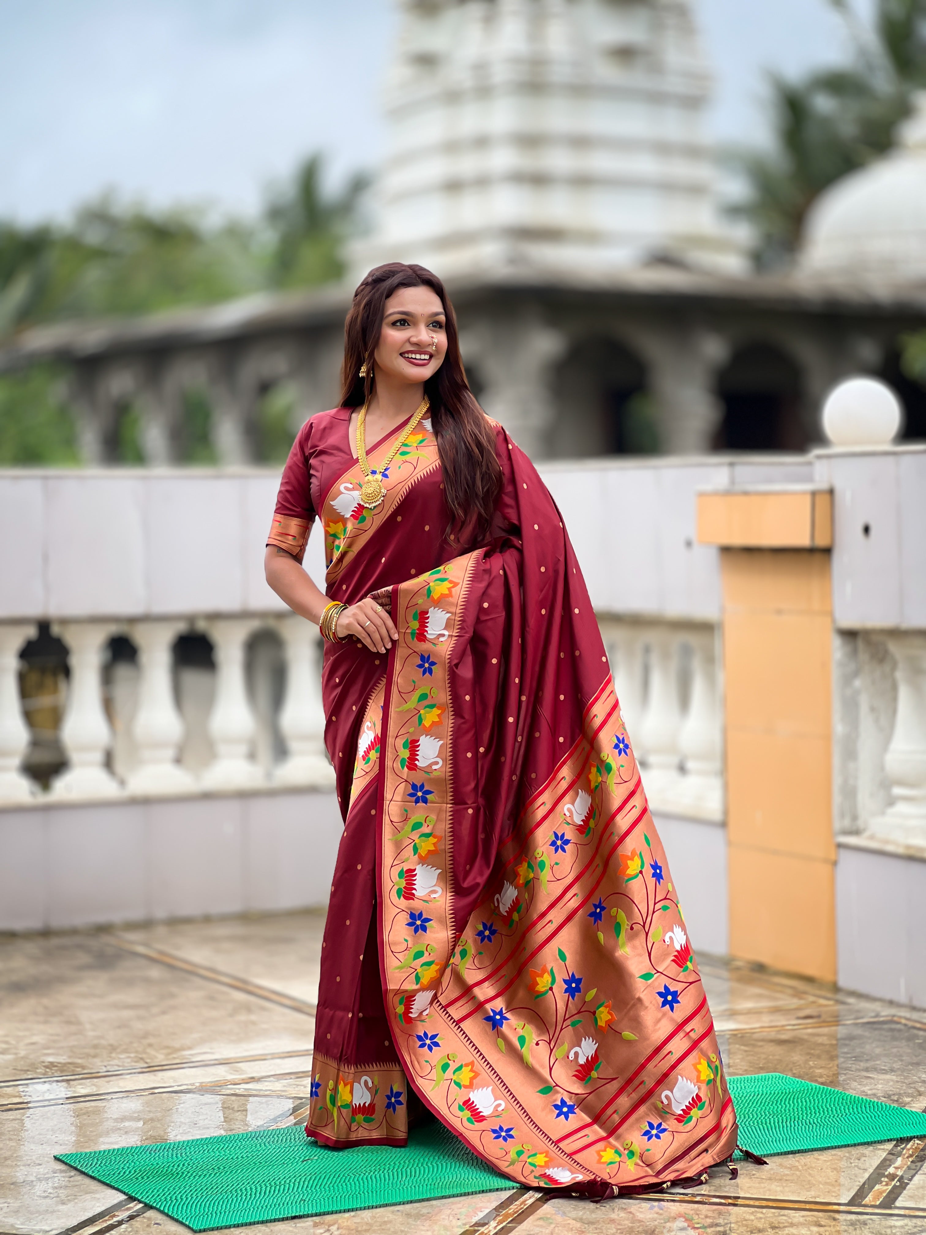 Maroon Wedding Wear Soft Paithani Silk Saree