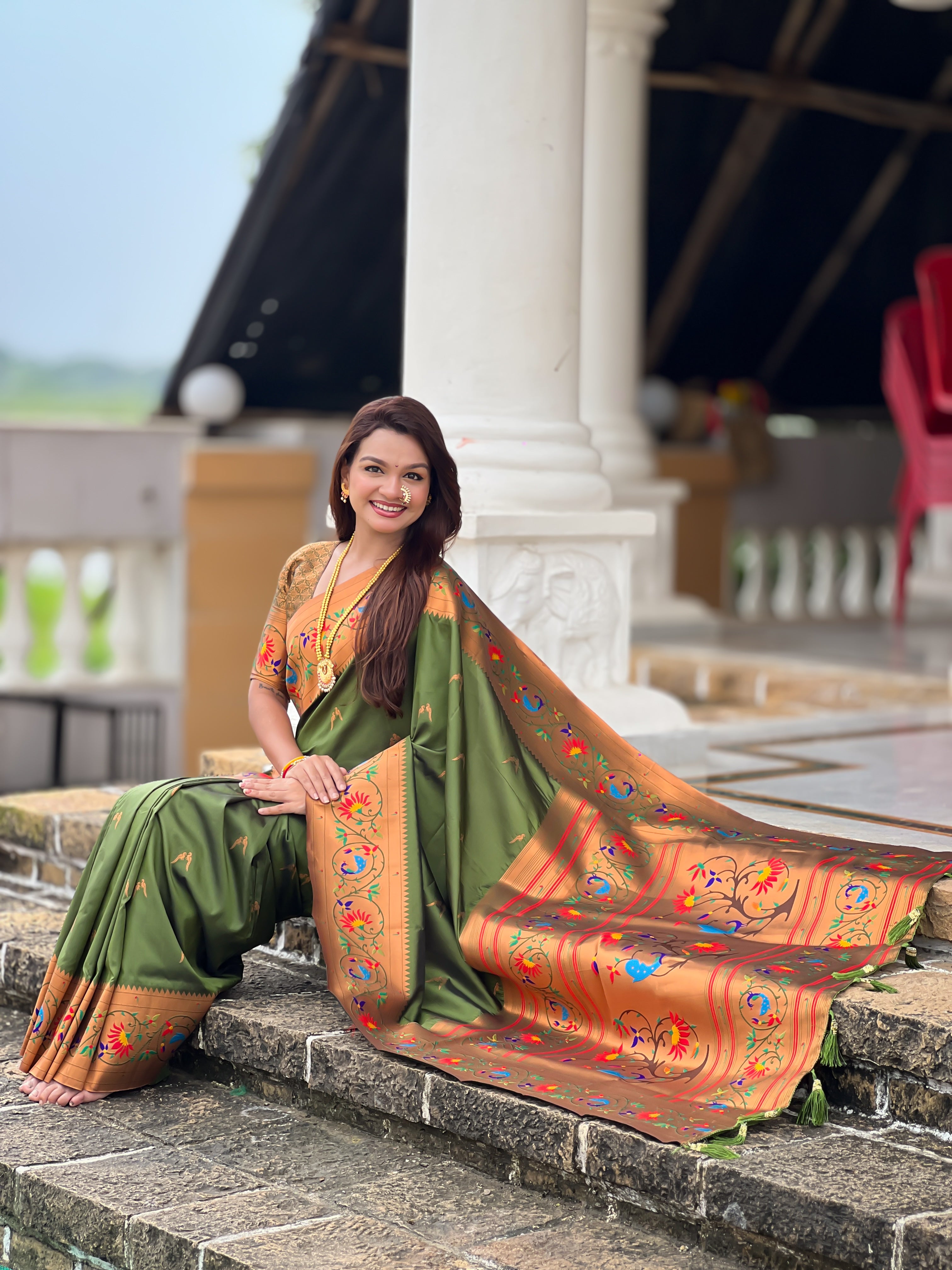 Mehendi Wedding Wear Soft Paithani Silk Saree