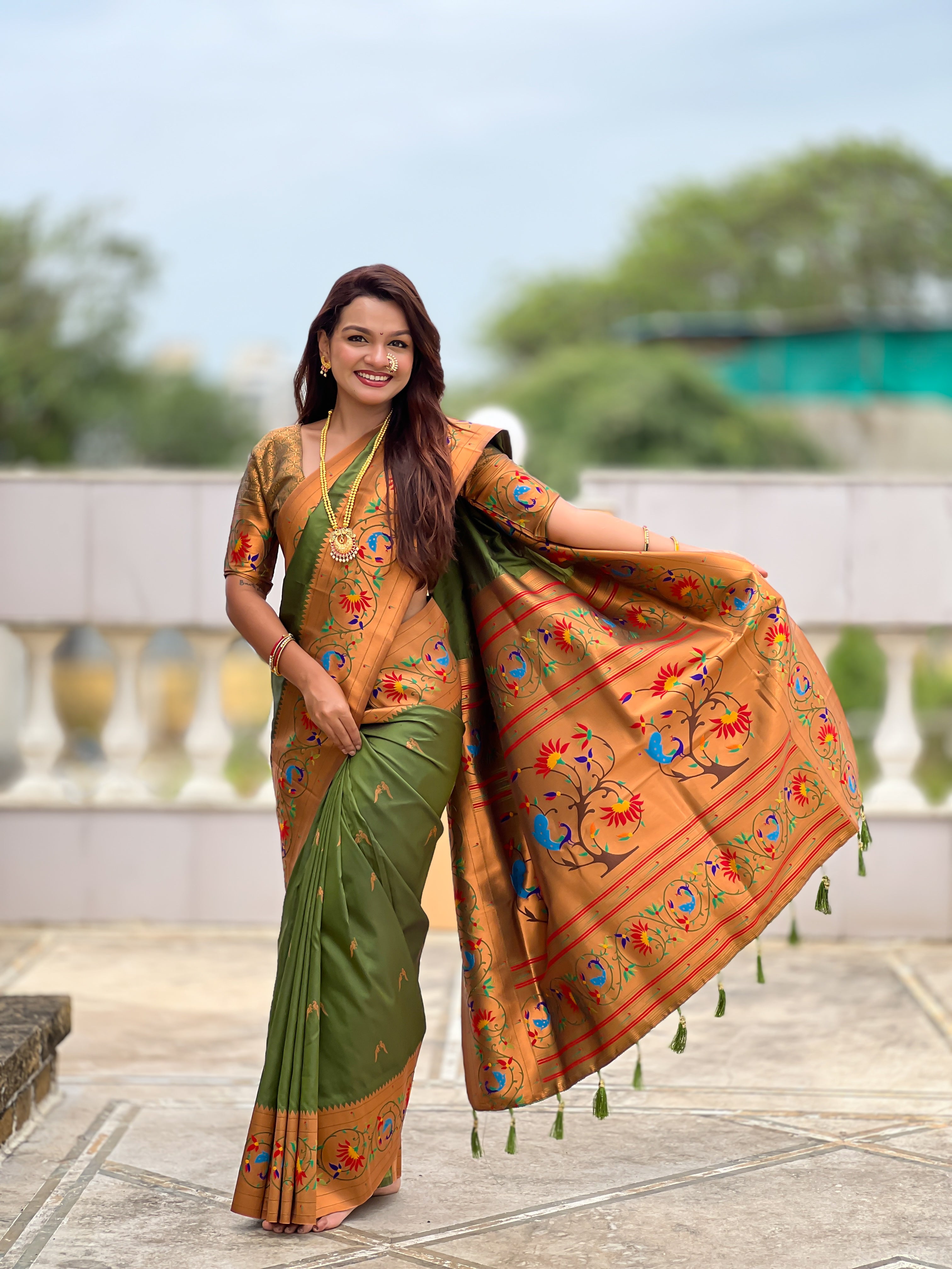 Mehendi Wedding Wear Soft Paithani Silk Saree