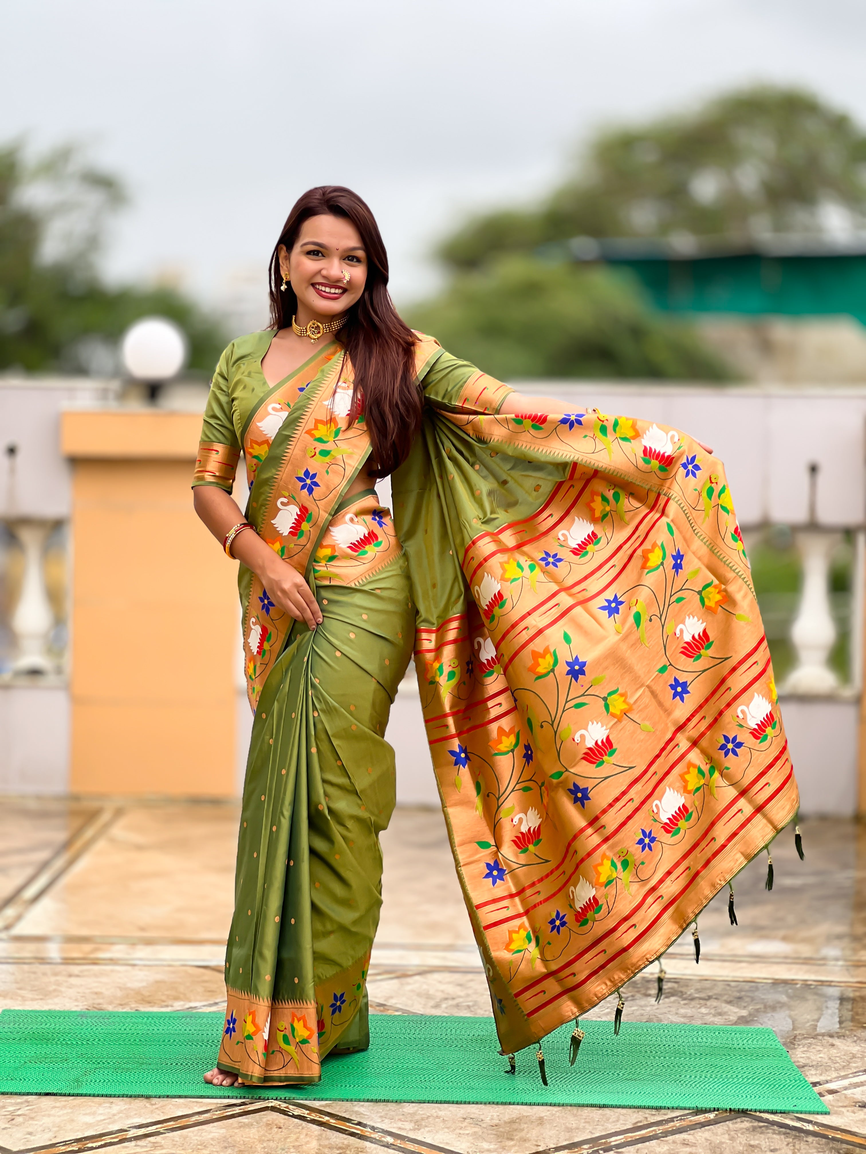Mehendi Wedding Wear Soft Paithani Silk Saree