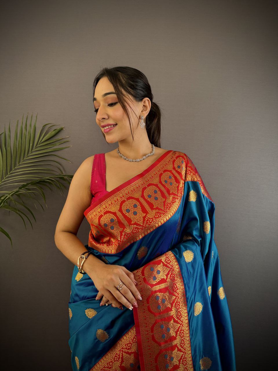 Mid-Night Blue Pure Soft Banarasi Silk Saree