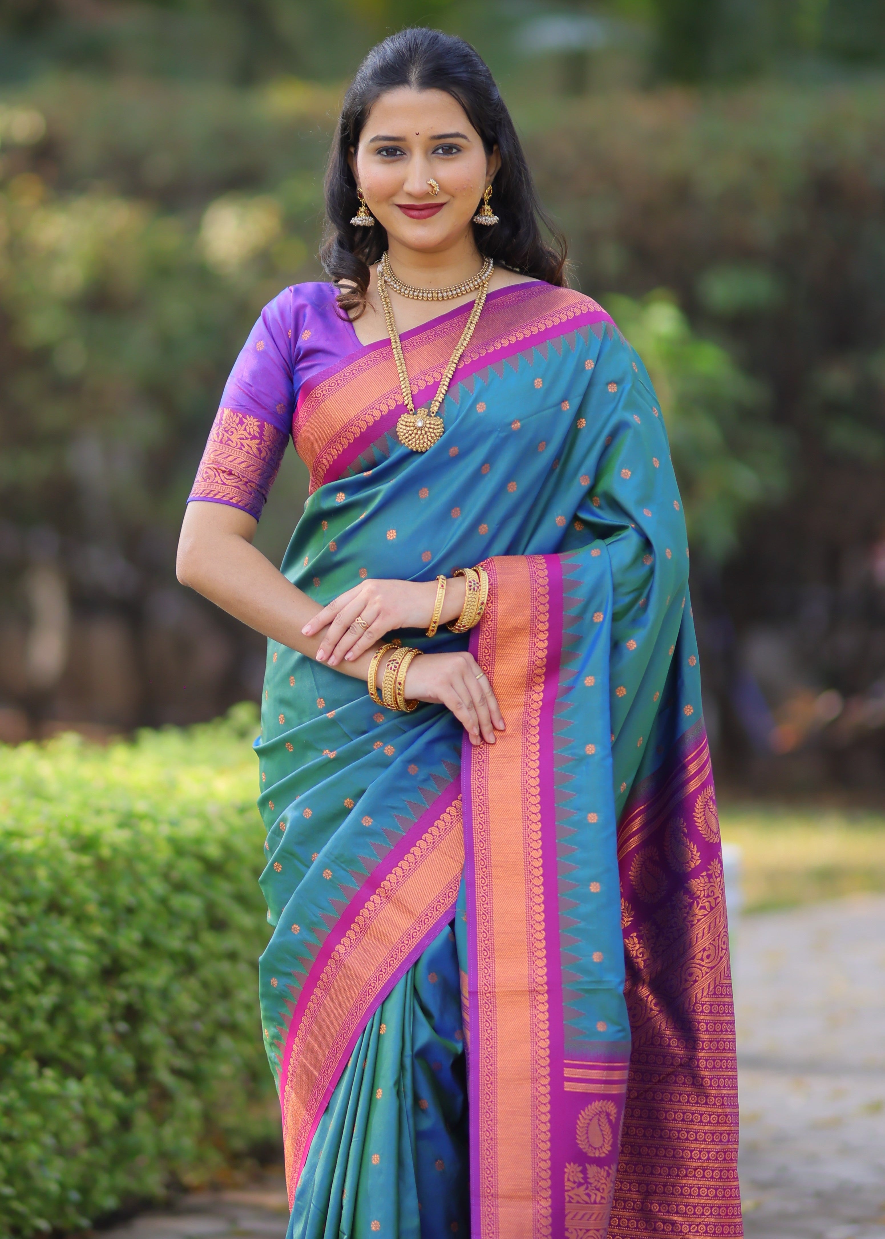 Mid Blue Kanji Gadwal Silk Saree