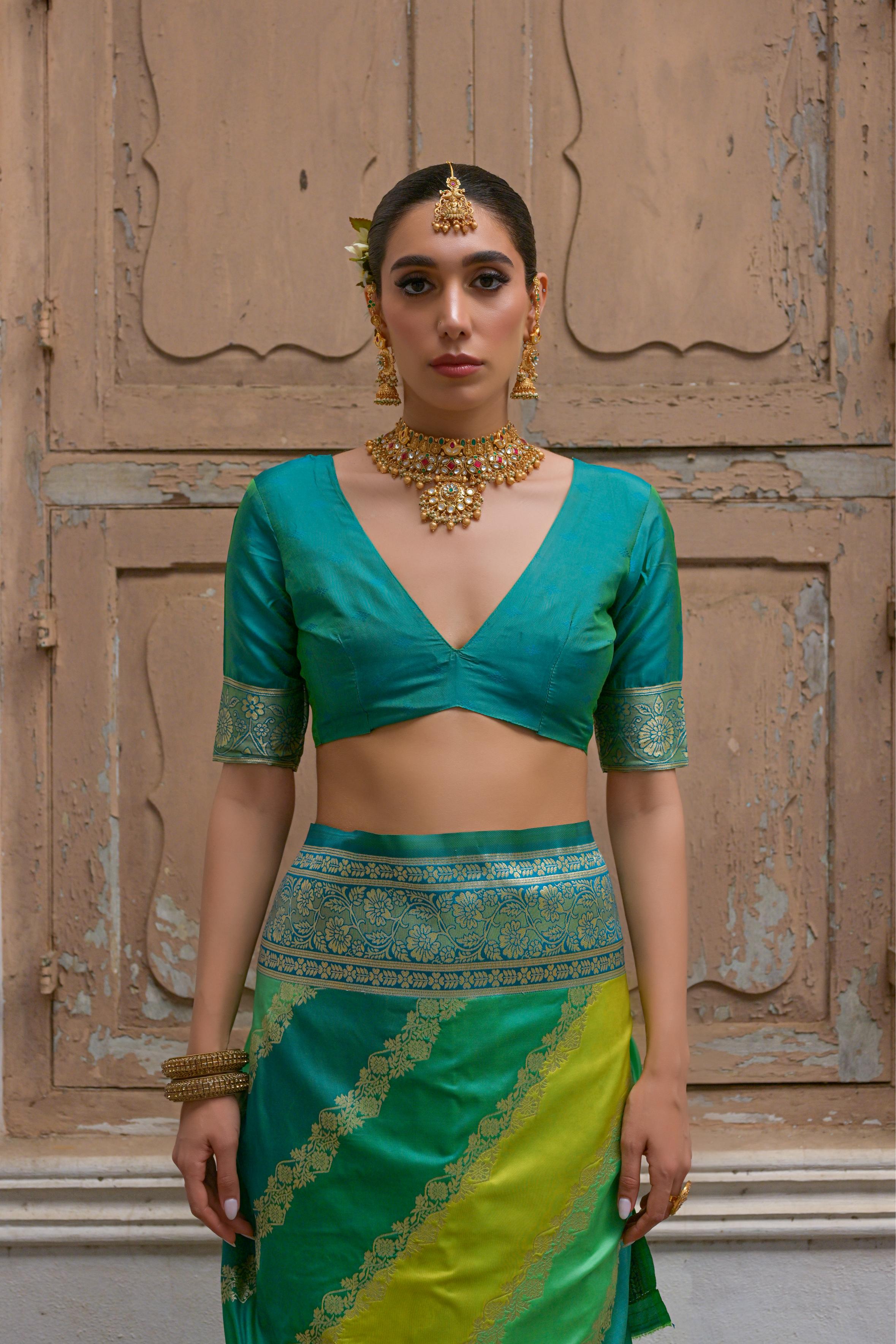 Multicolour Woven Soft Banarasi Silk Handloom Saree