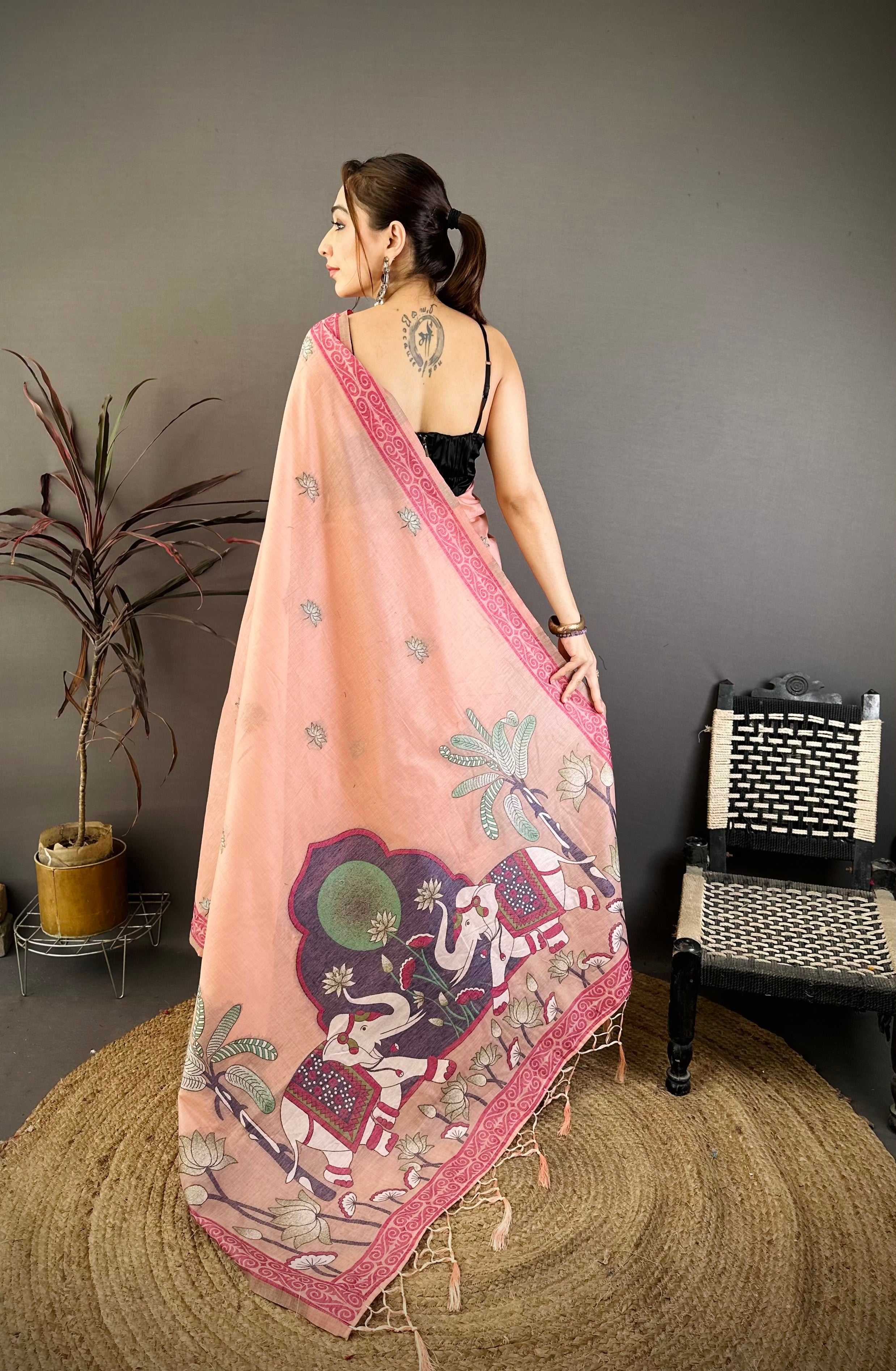 Nature Inspired Muga Cotton Saree