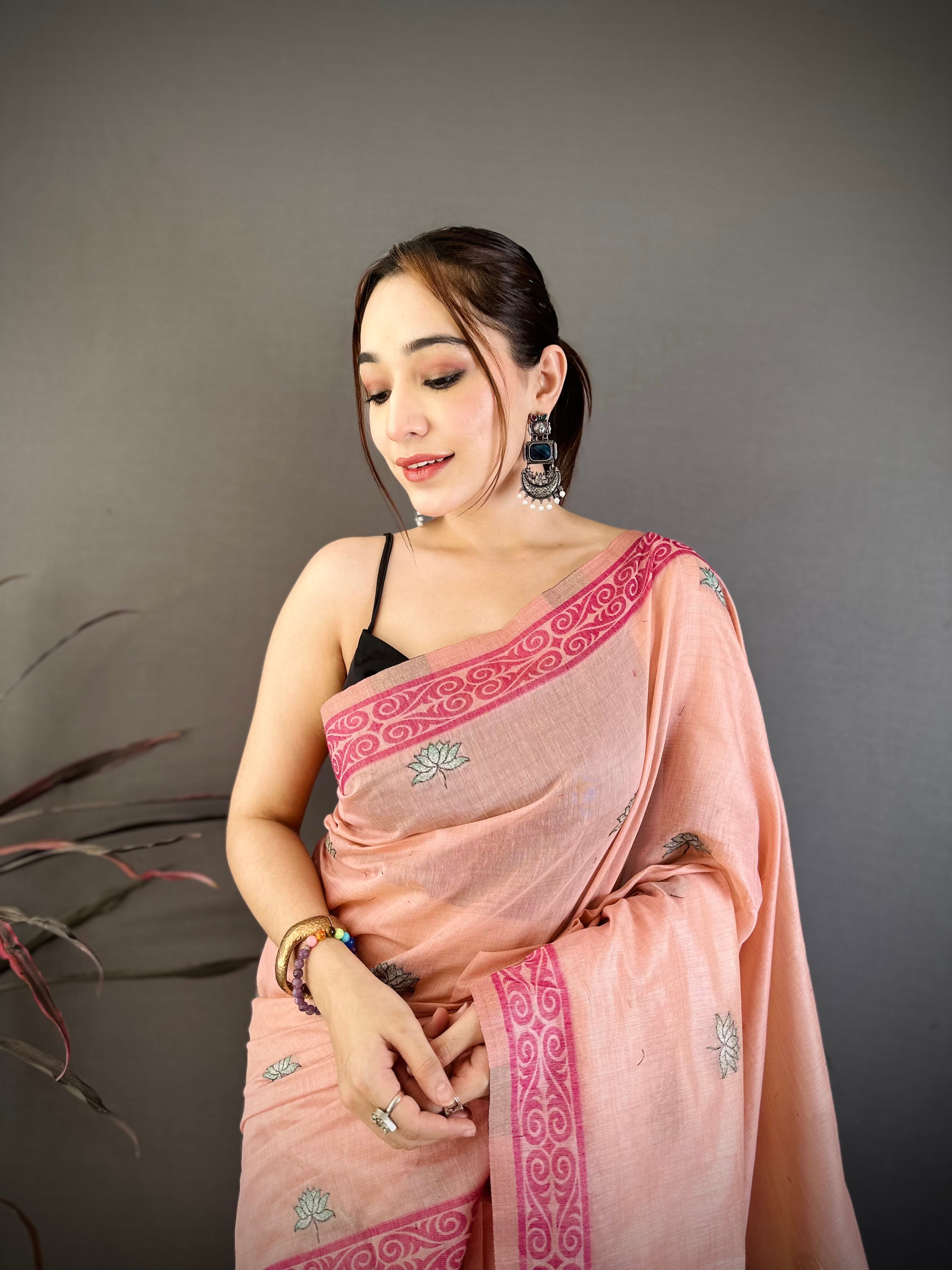 Nature Inspired Muga Cotton Saree