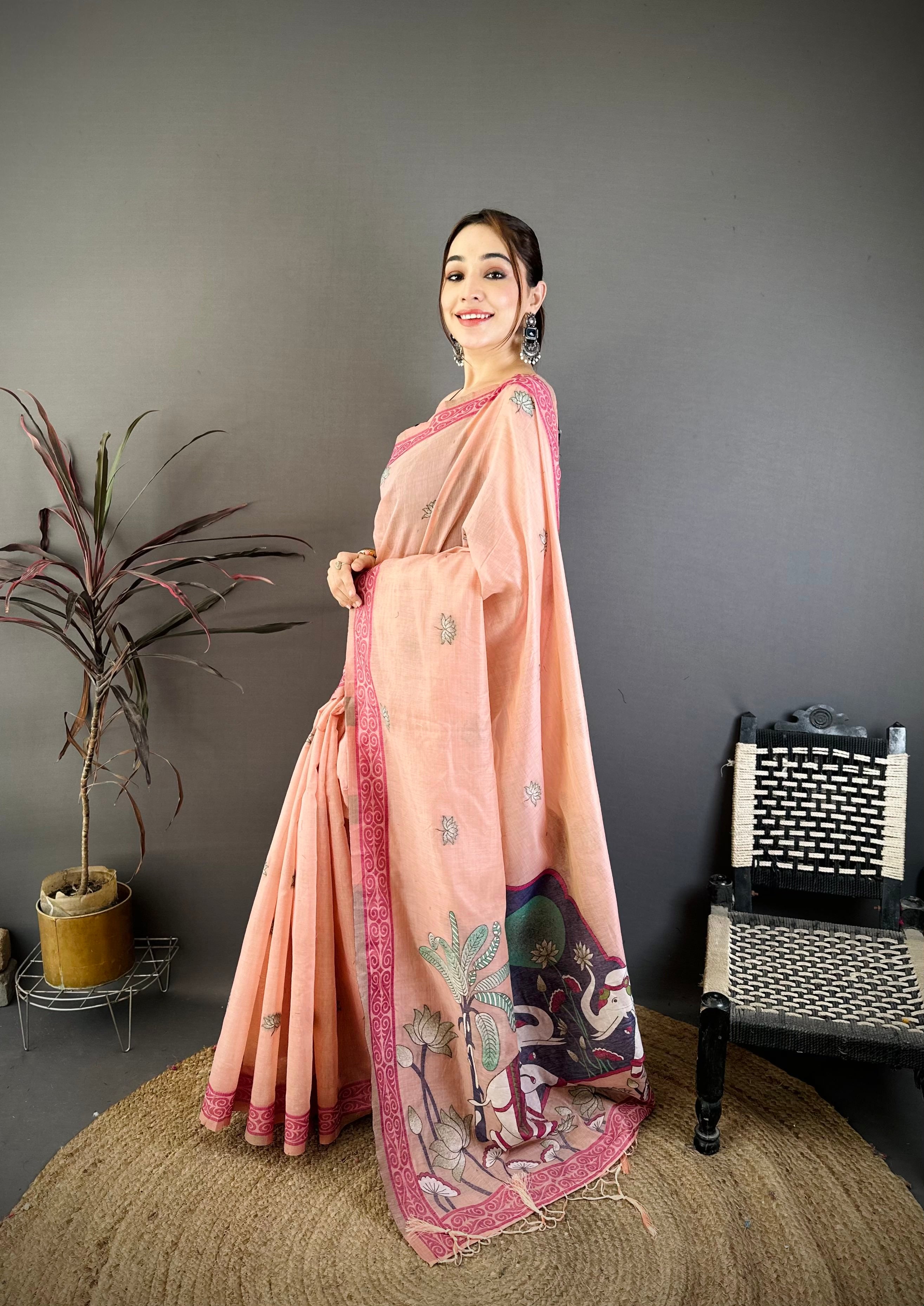 Nature Inspired Muga Cotton Saree