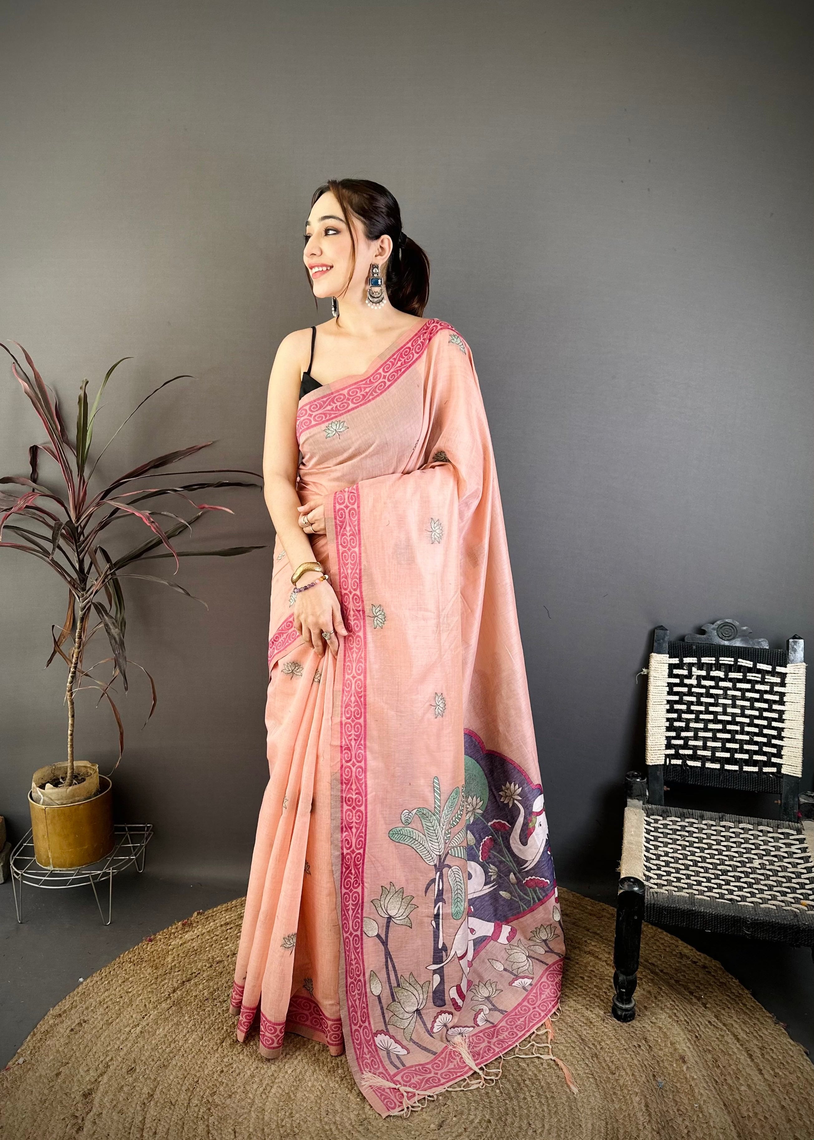 Nature Inspired Muga Cotton Saree