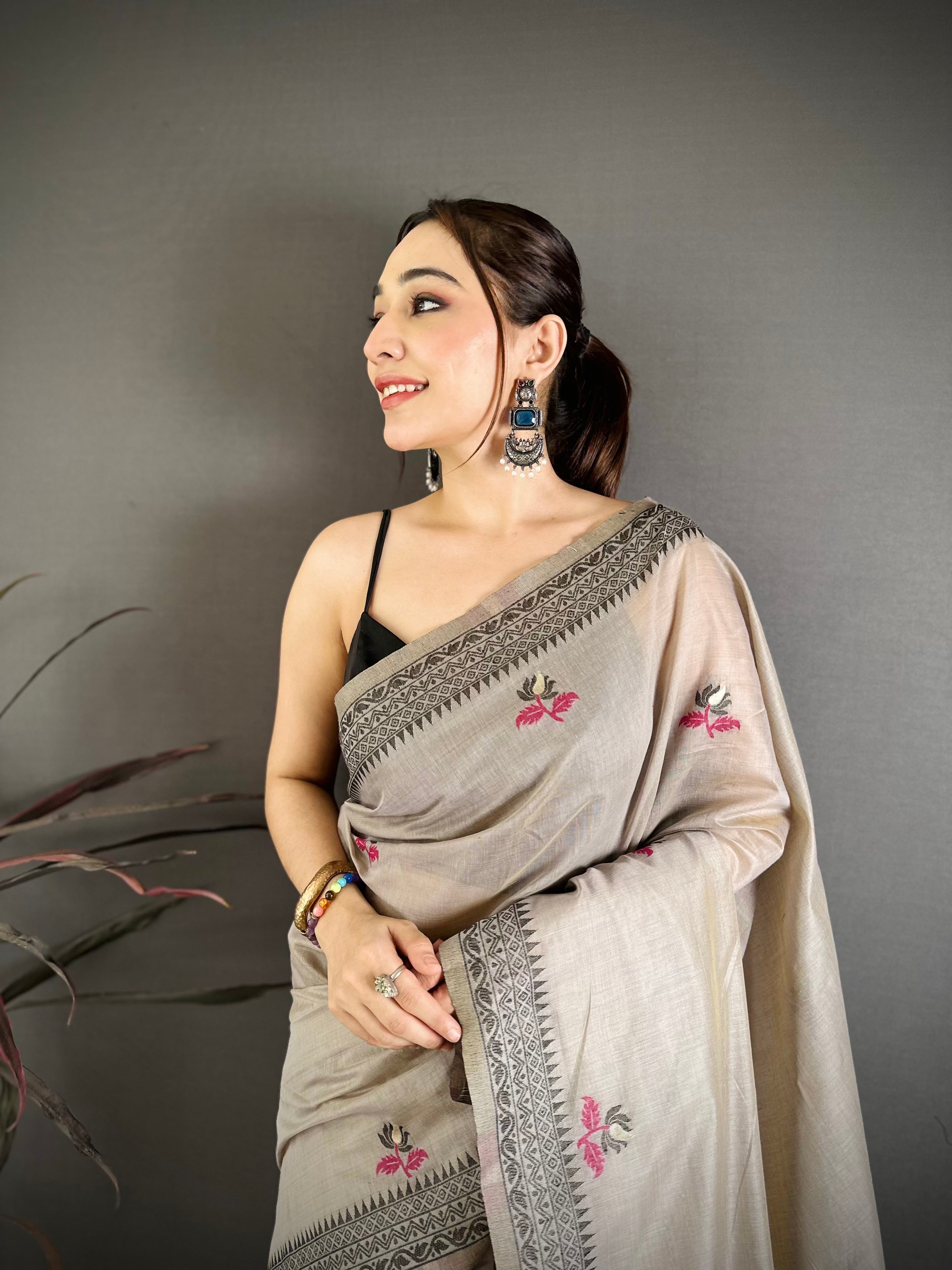 Nature Inspired Muga Cotton Saree