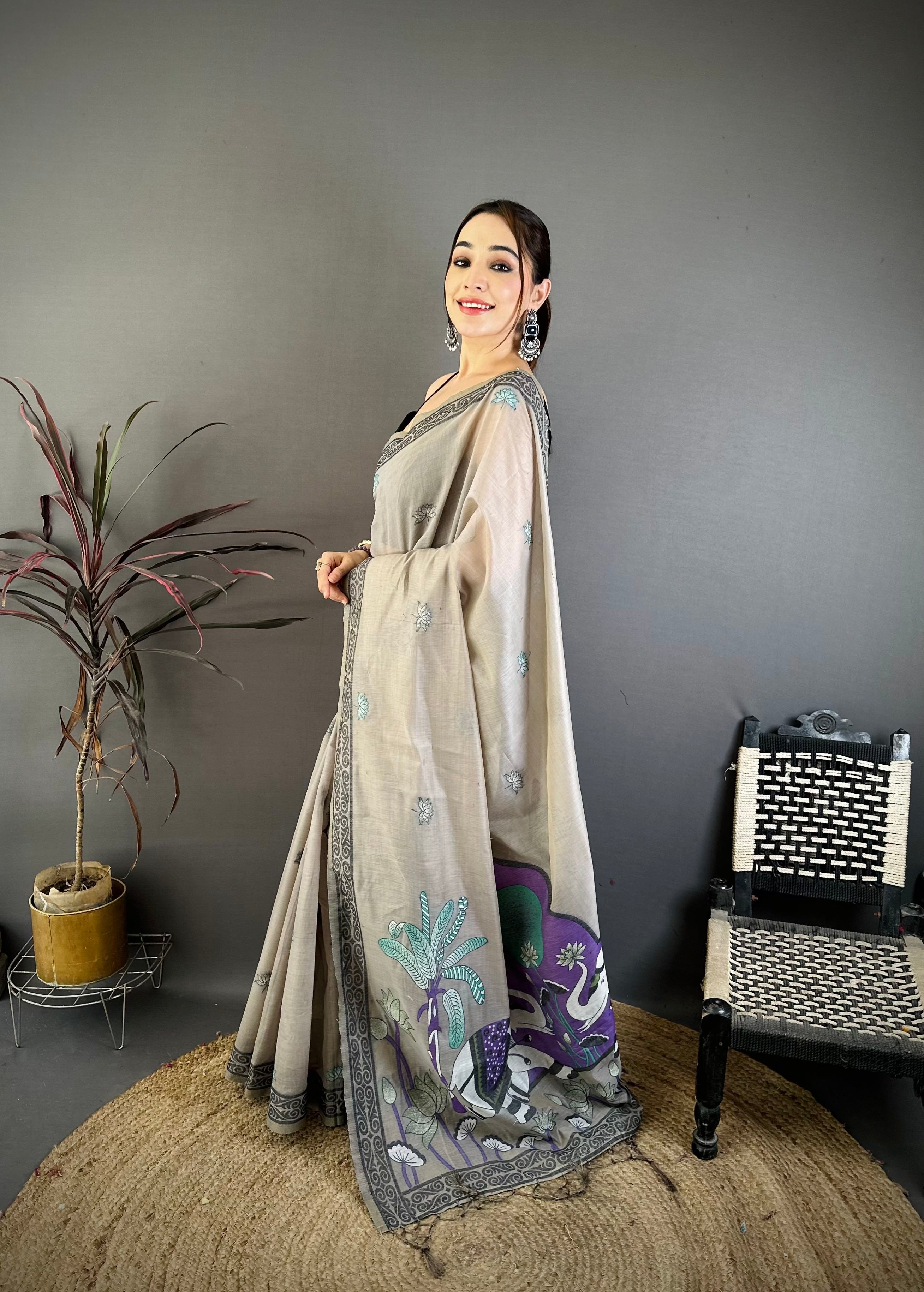 Nature Inspired Muga Cotton Saree