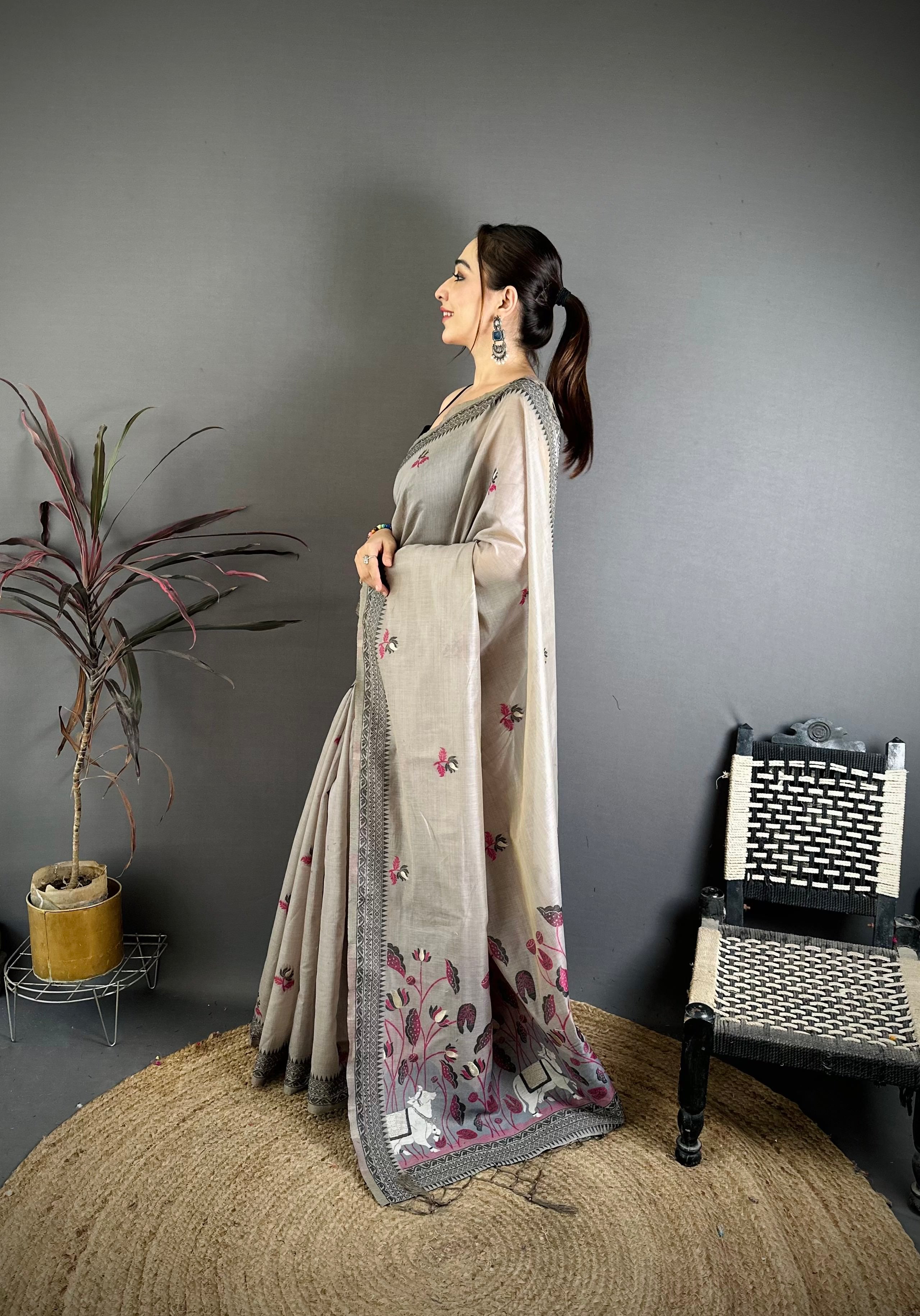 Nature Inspired Muga Cotton Saree
