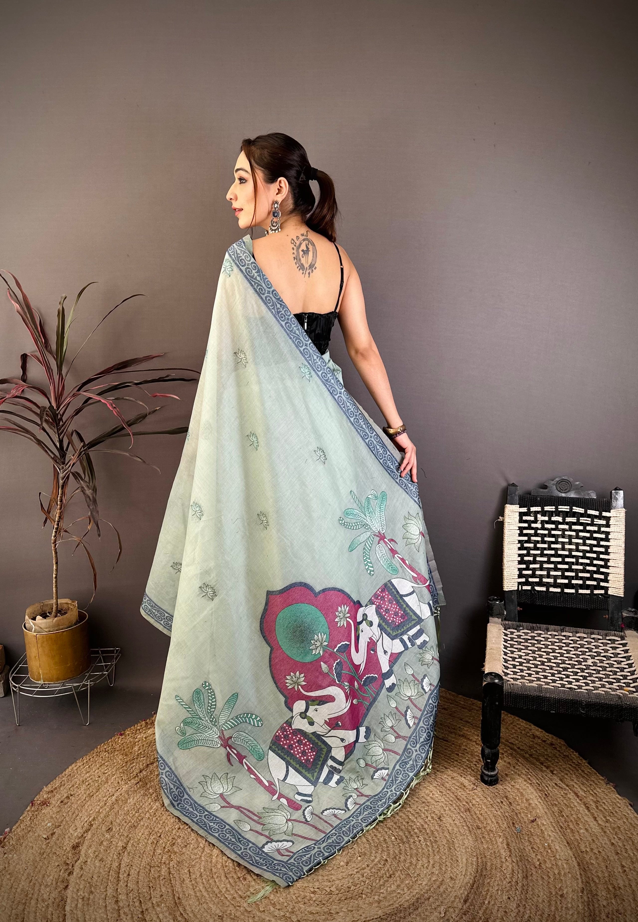 Nature Inspired Muga Cotton Saree