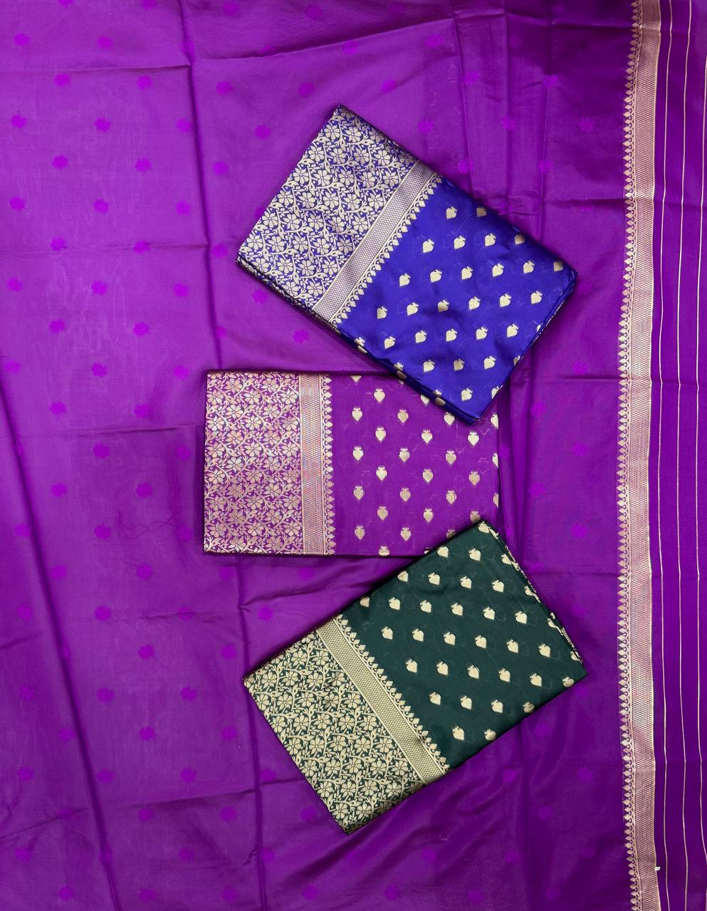 Purple Traditional Lichi Silk Saree