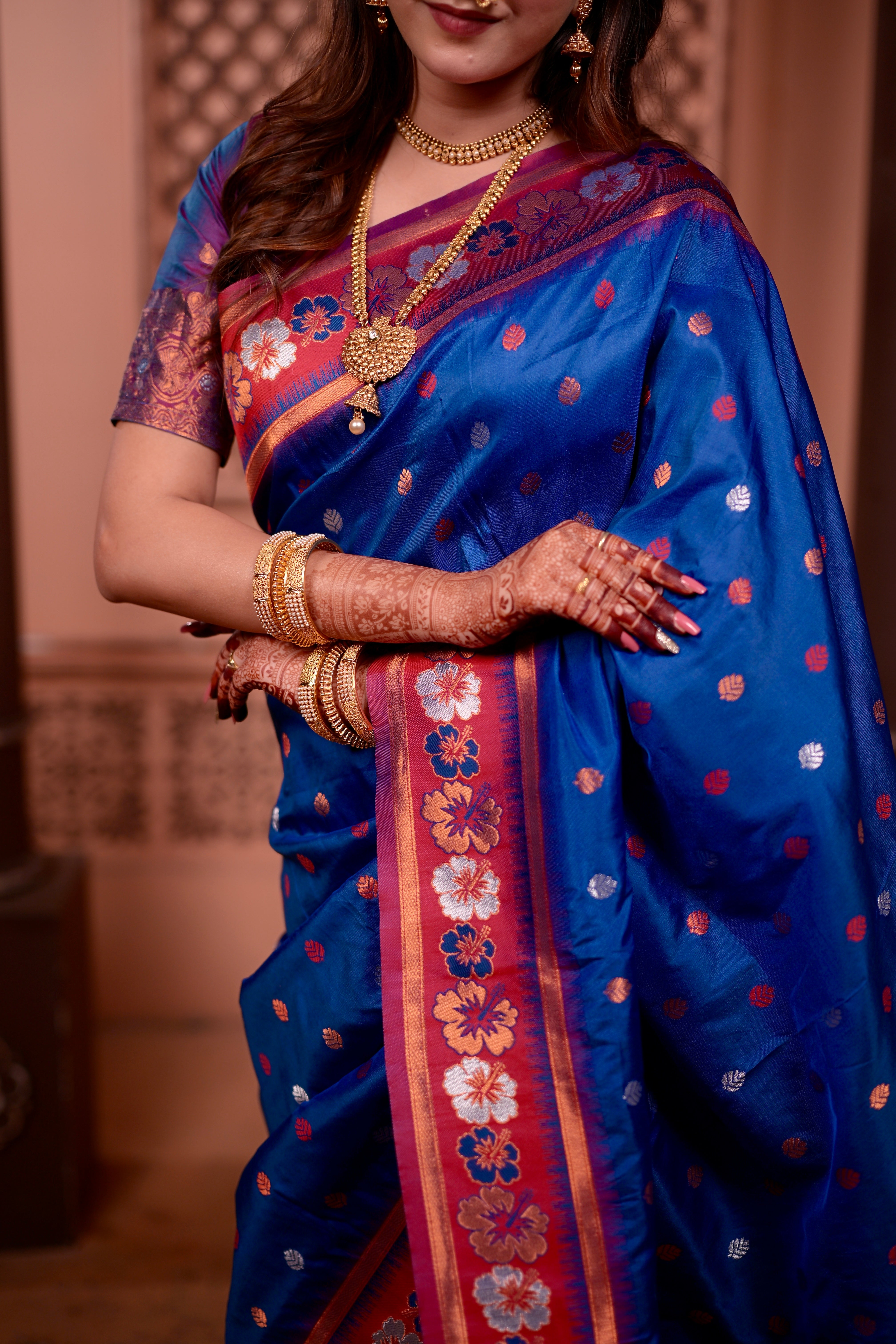 Navy Blue Traditional Soft Silk Saree