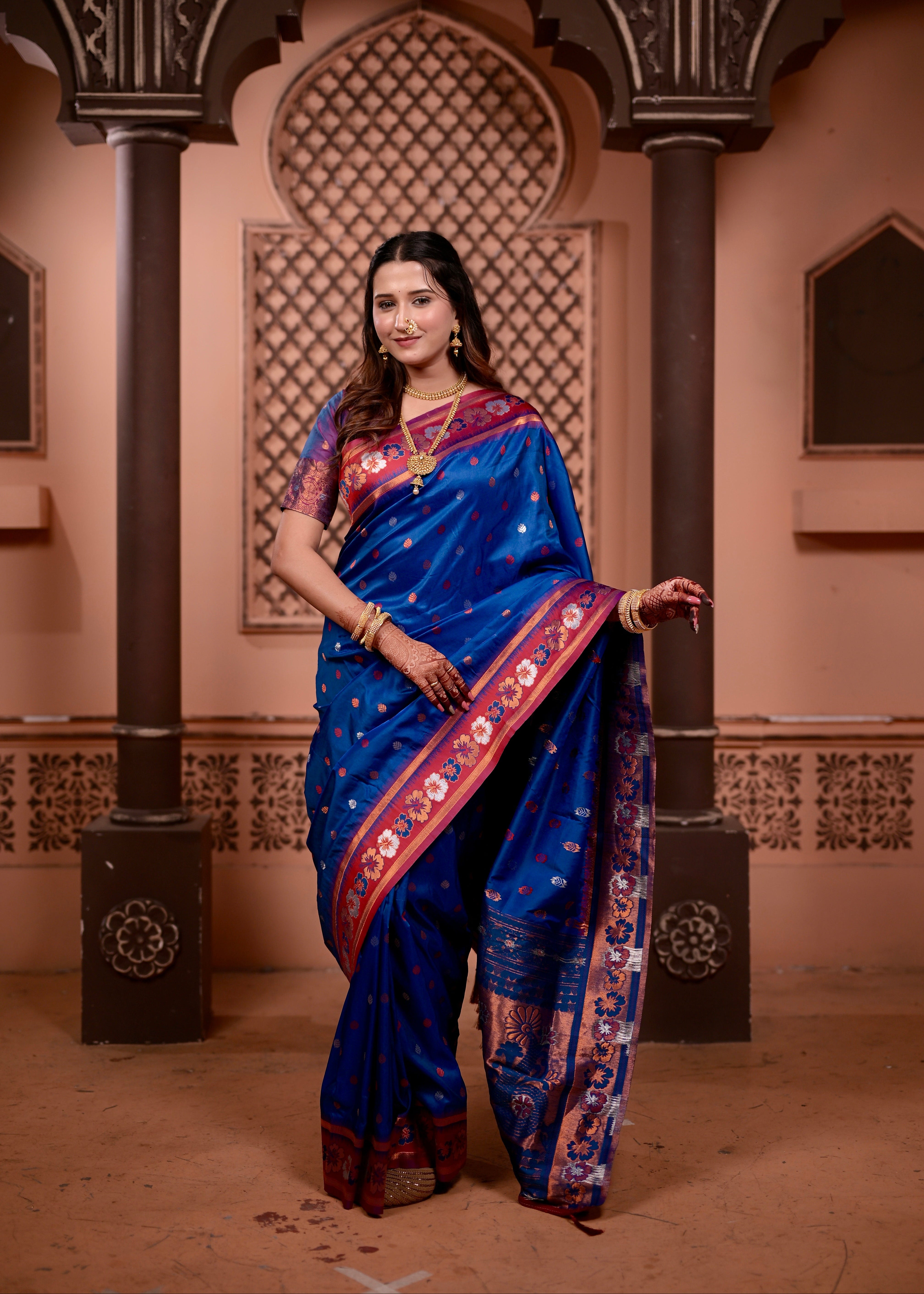 Navy Blue Traditional Soft Silk Saree