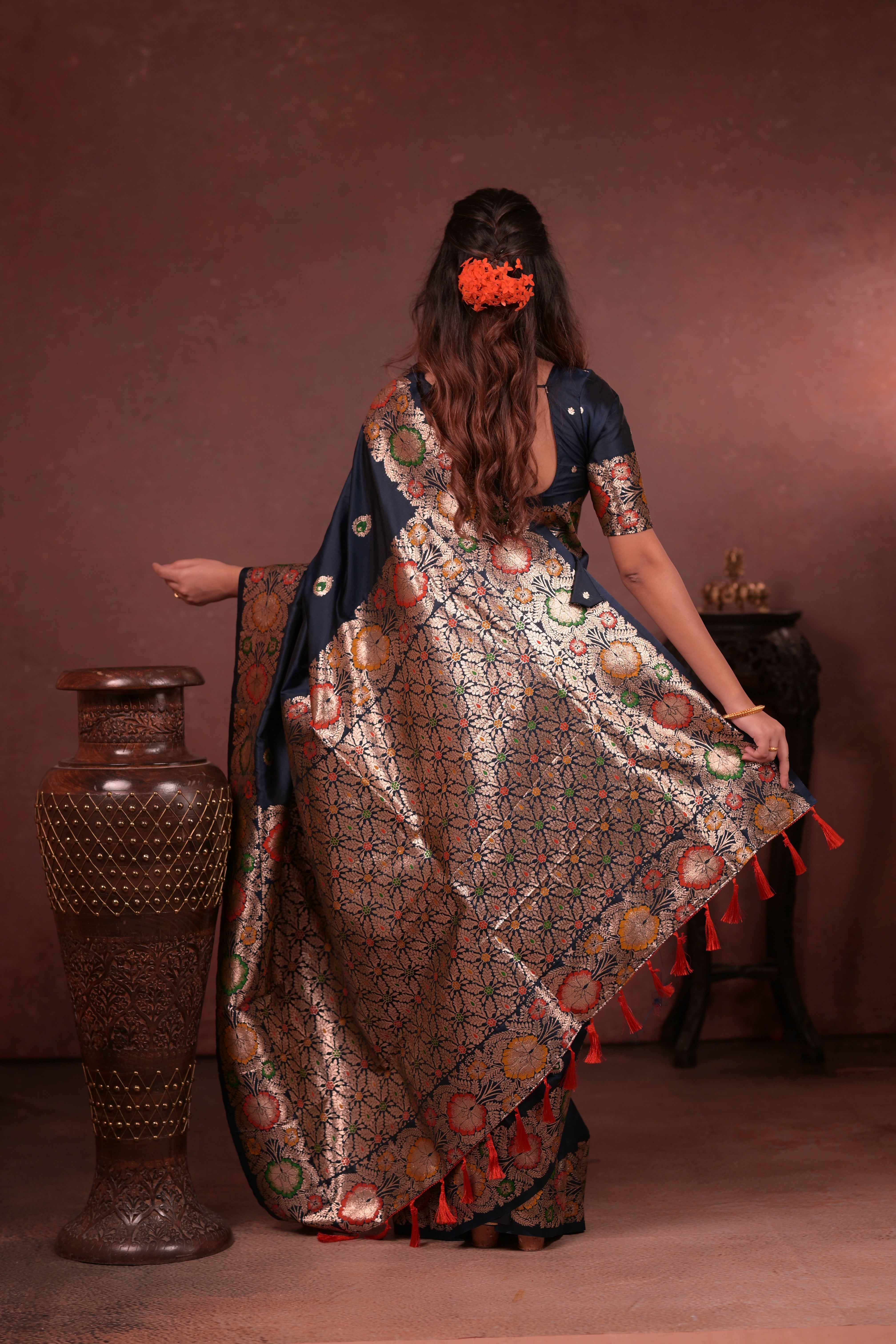 Navy Paithani Woven Silk Saree