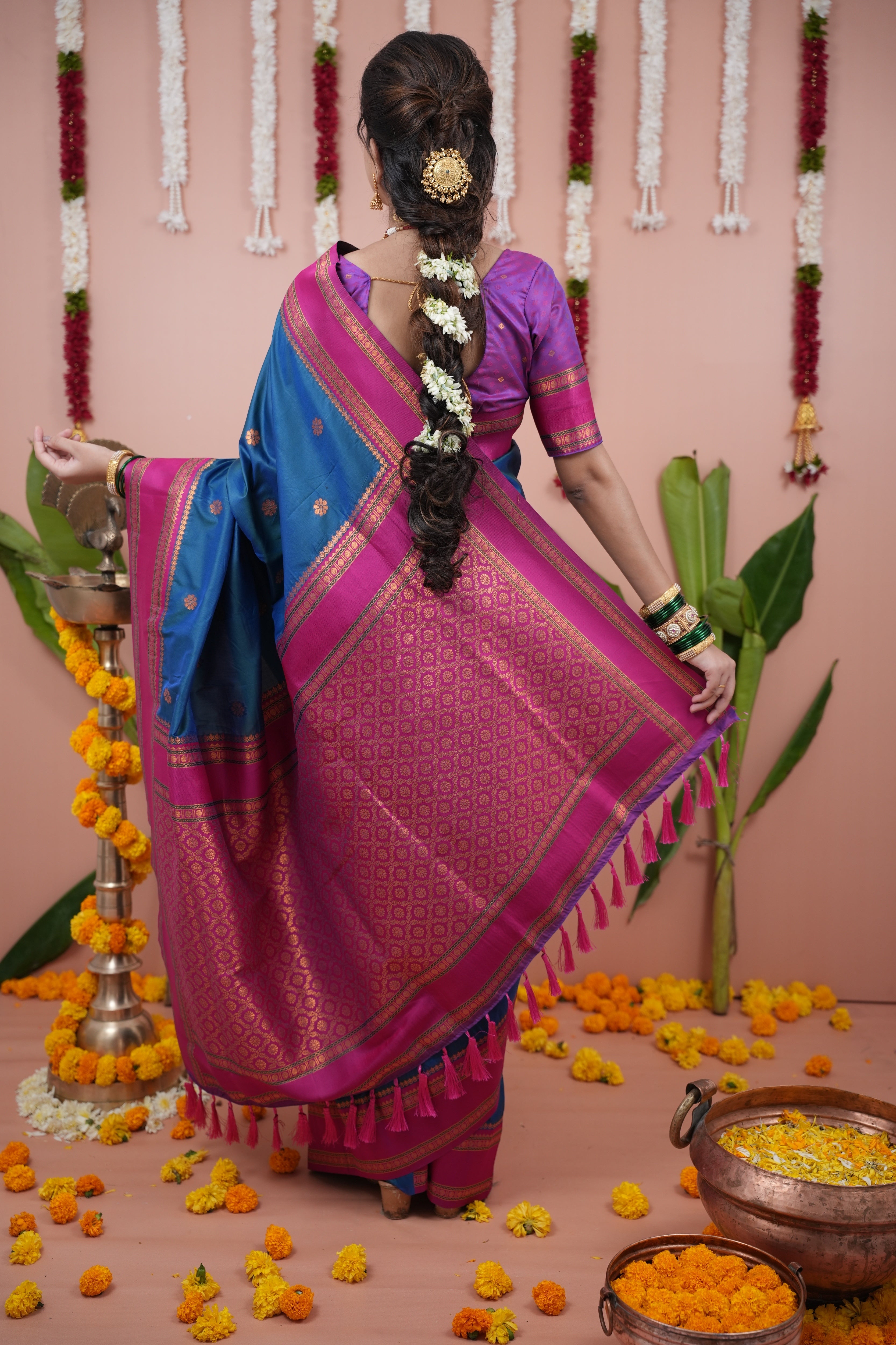 Nile Blue Wedding Wear Soft Silk Saree