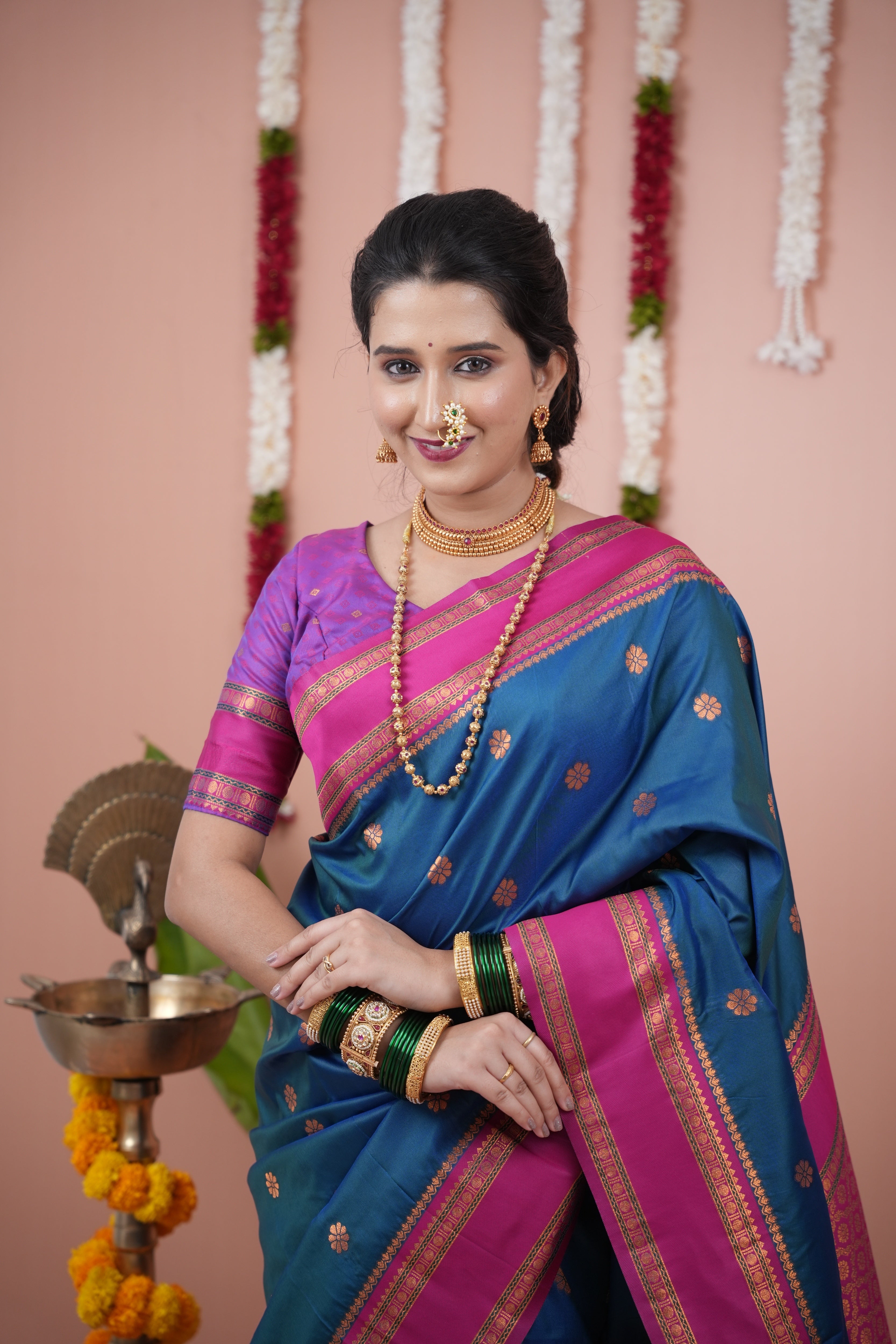 Nile Blue Wedding Wear Soft Silk Saree