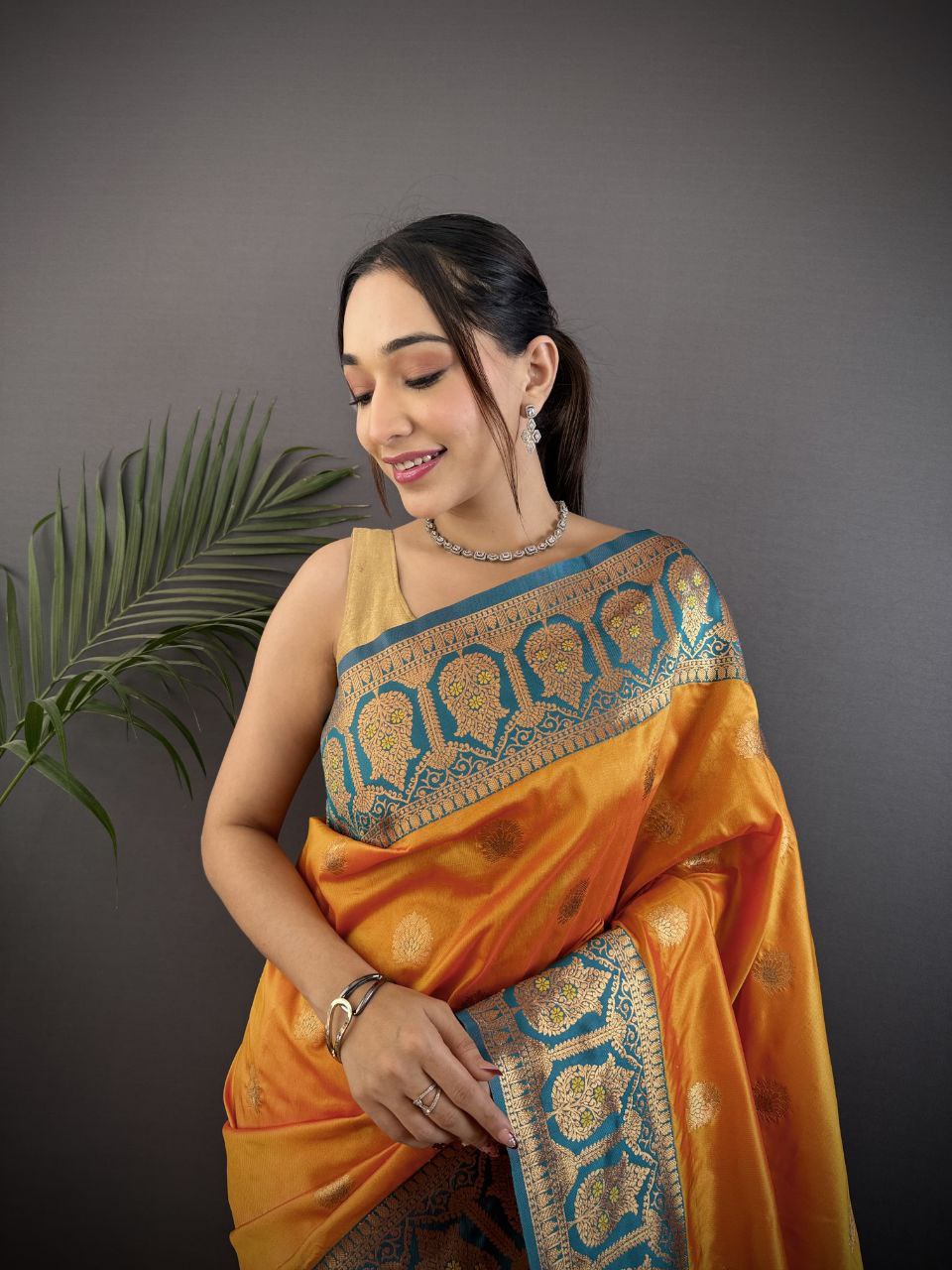 Orange Pure Soft Banarasi Silk Saree