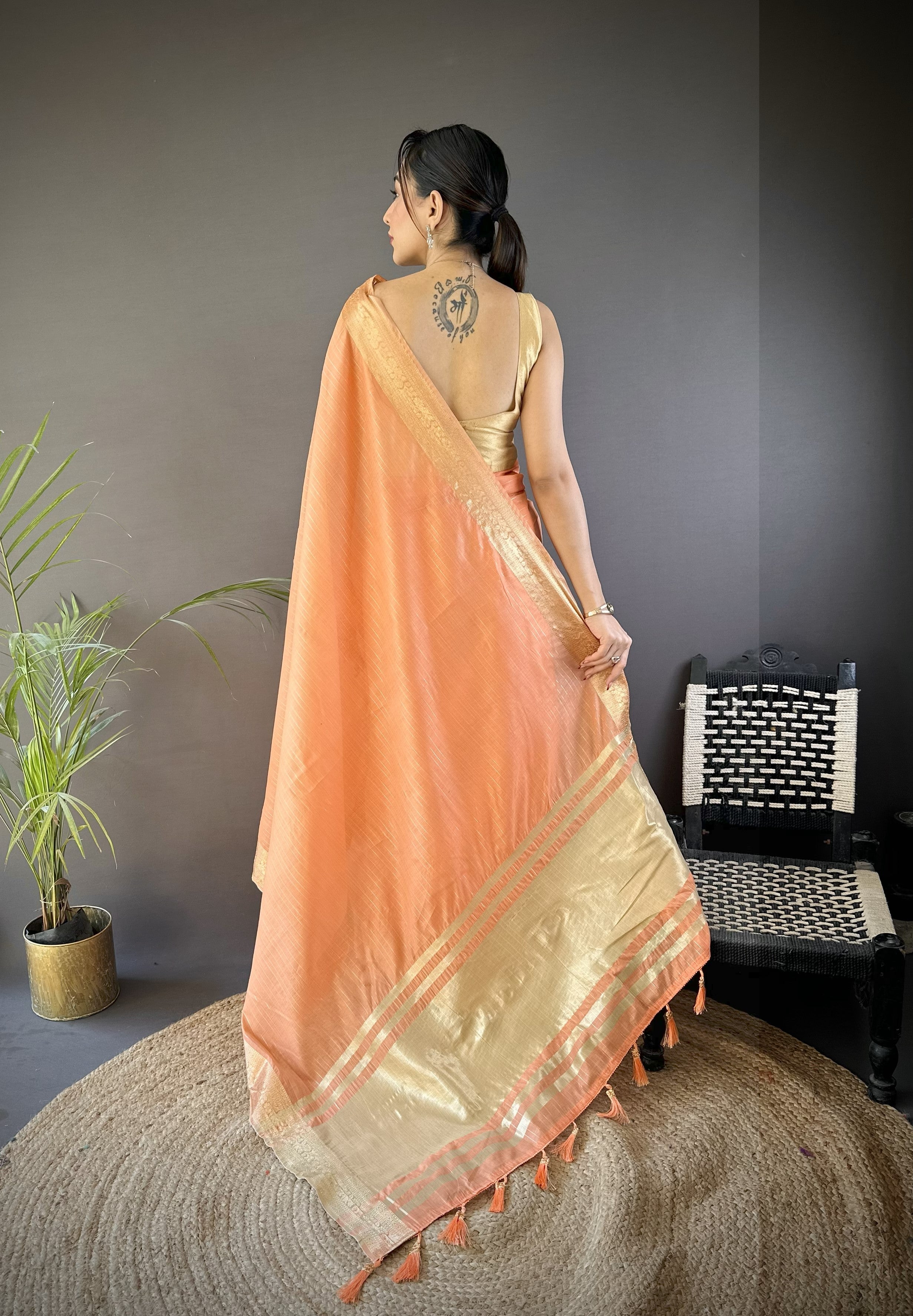 Orange Summer Wear Traditional Cotton Saree