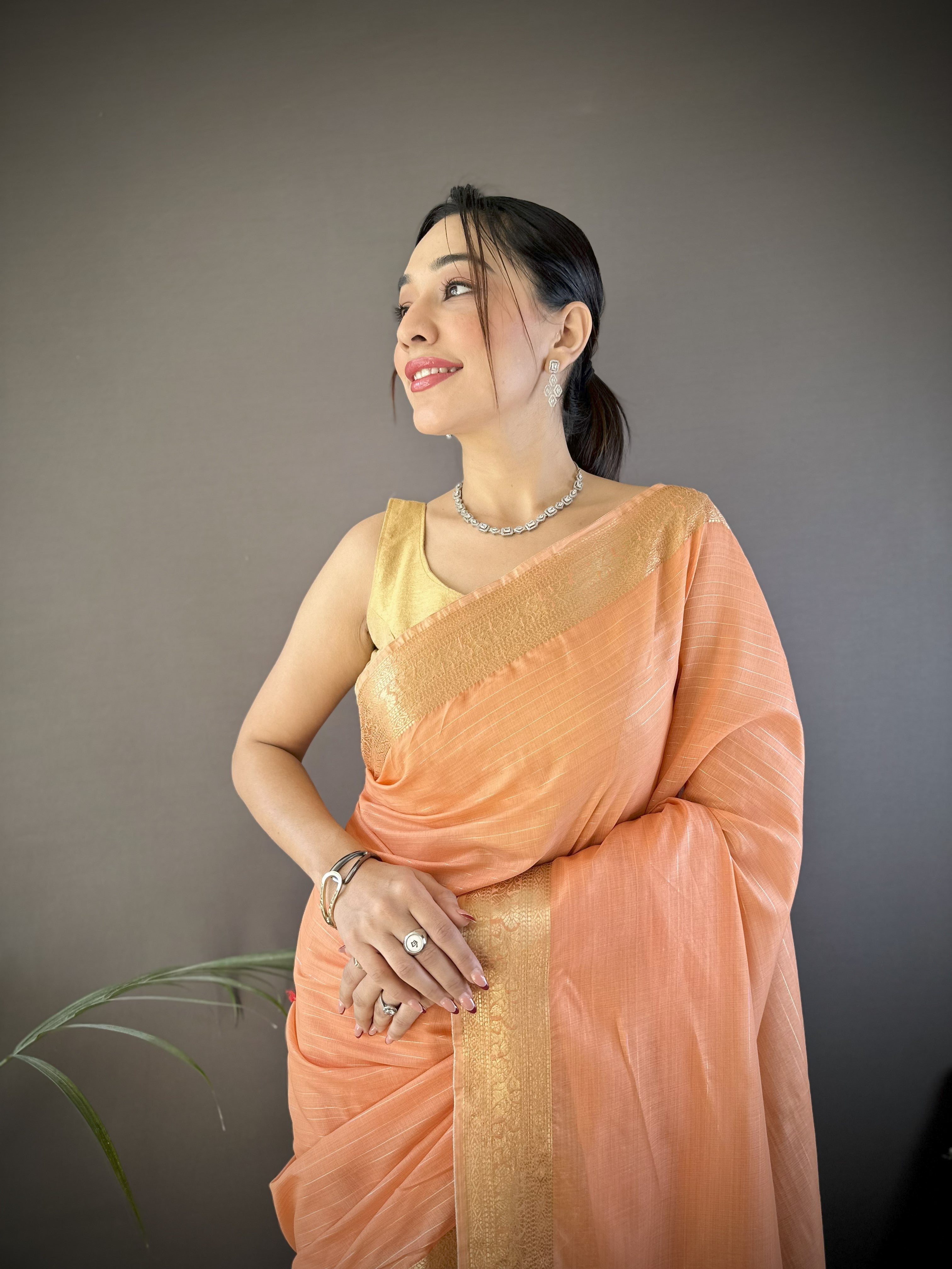 Orange Summer Wear Traditional Cotton Saree