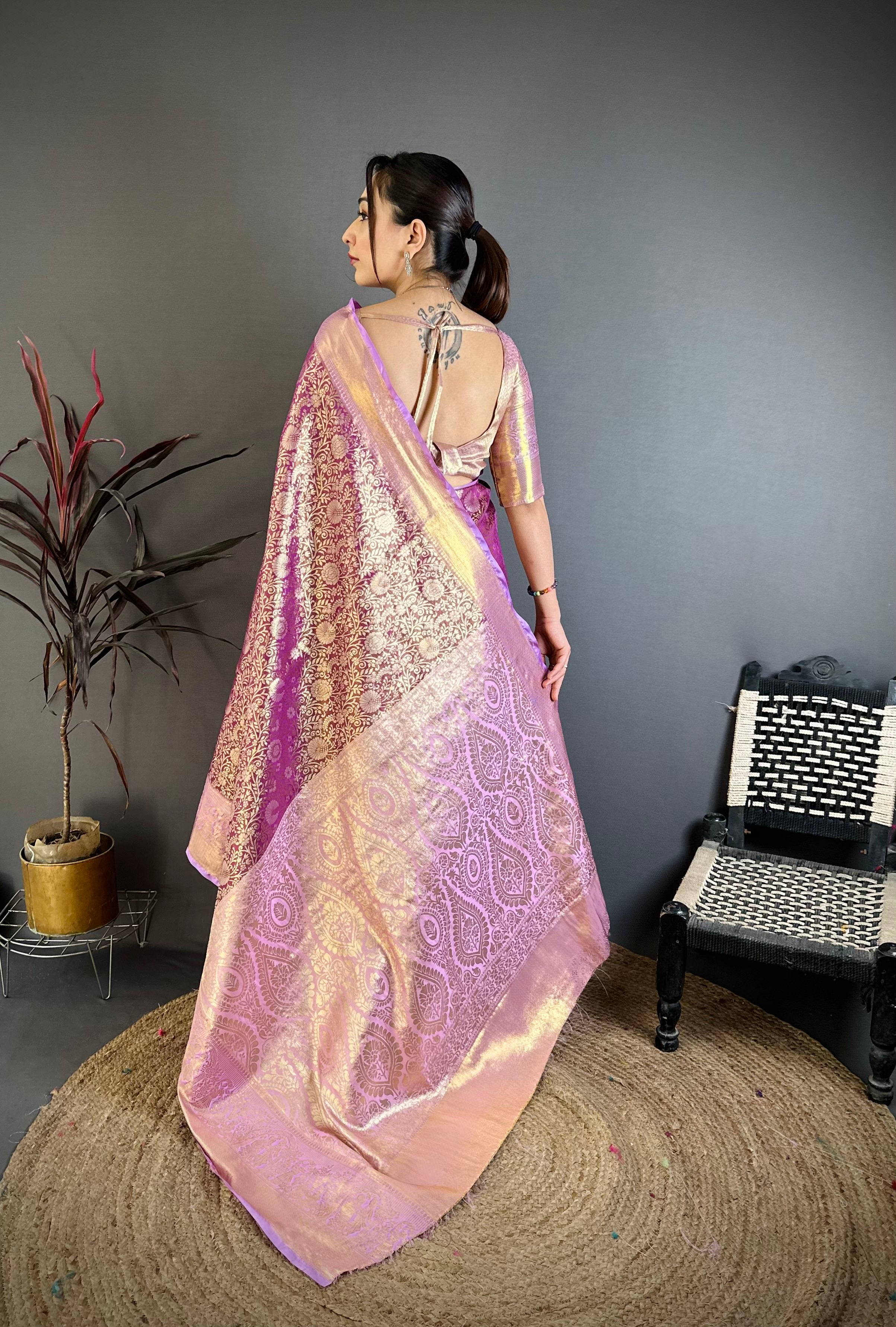 Pansy Purple Lightweight Kanchipuram Saree