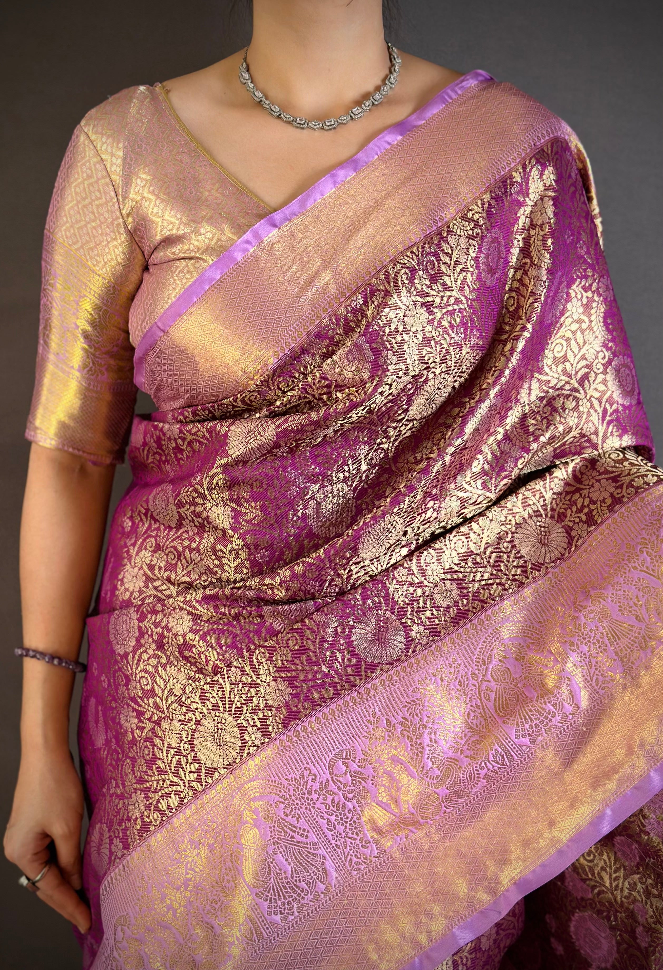 Pansy Purple Lightweight Kanchipuram Saree