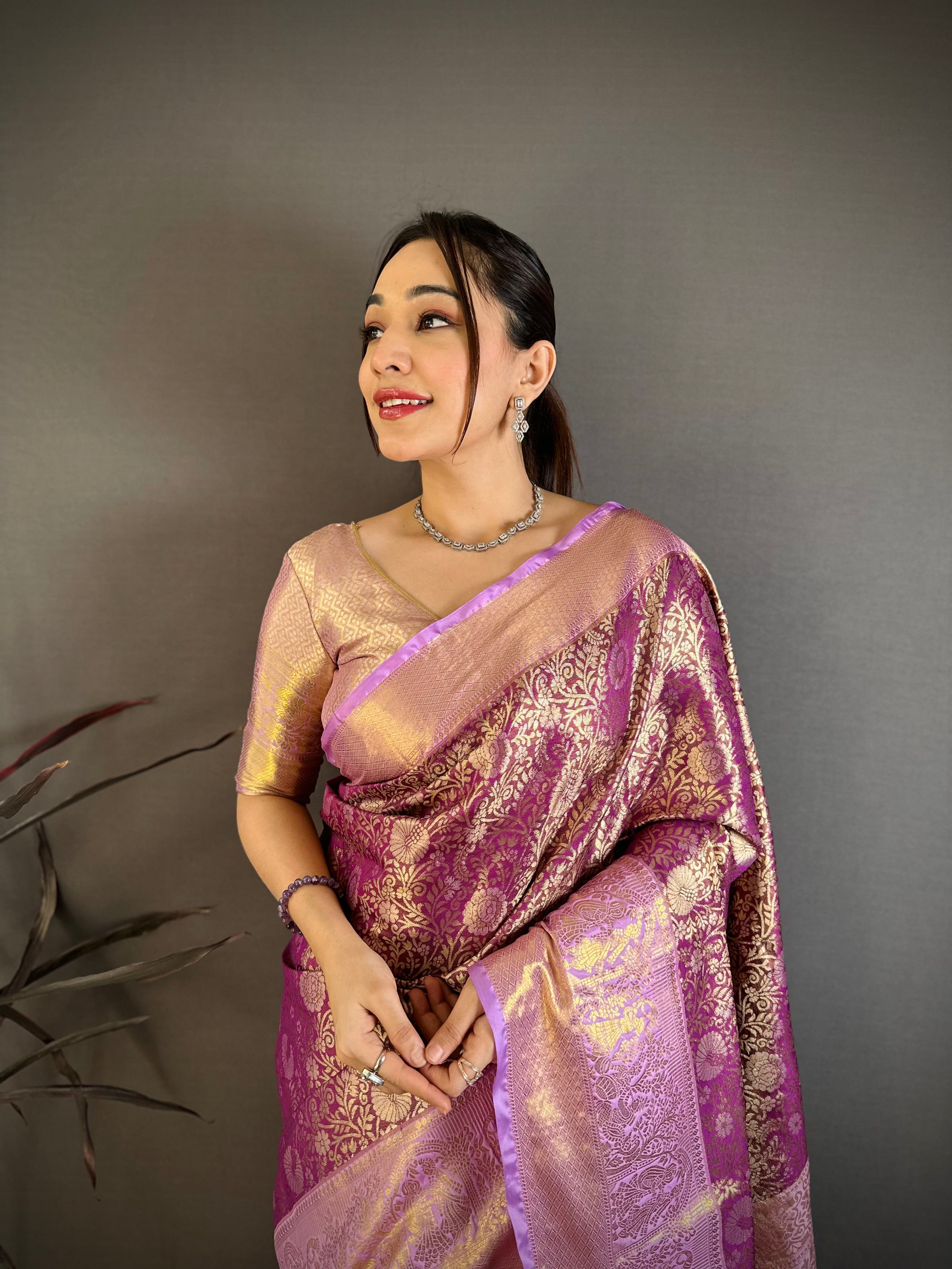 Pansy Purple Lightweight Kanchipuram Saree