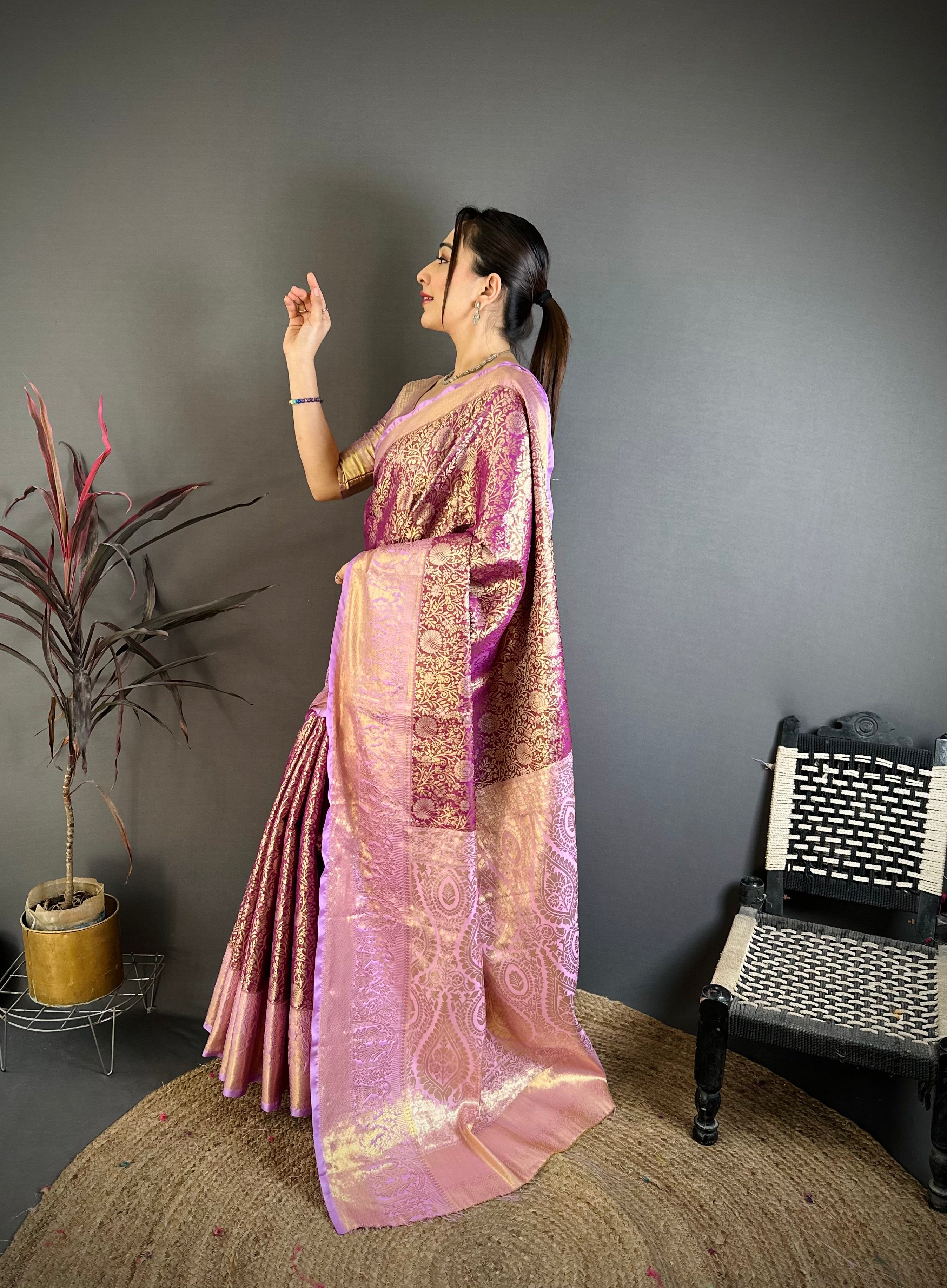 Pansy Purple Lightweight Kanchipuram Saree