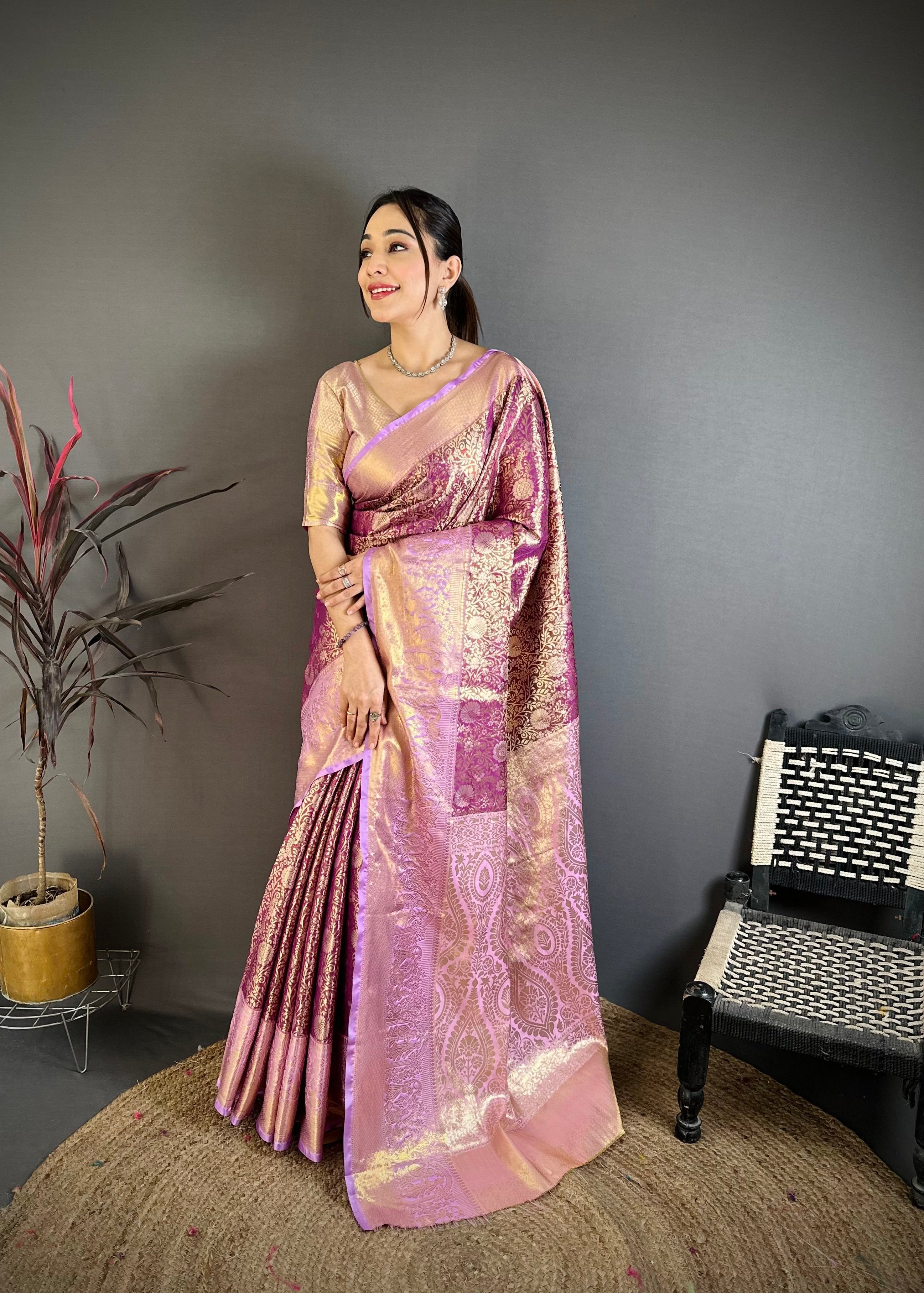 Pansy Purple Lightweight Kanchipuram Saree
