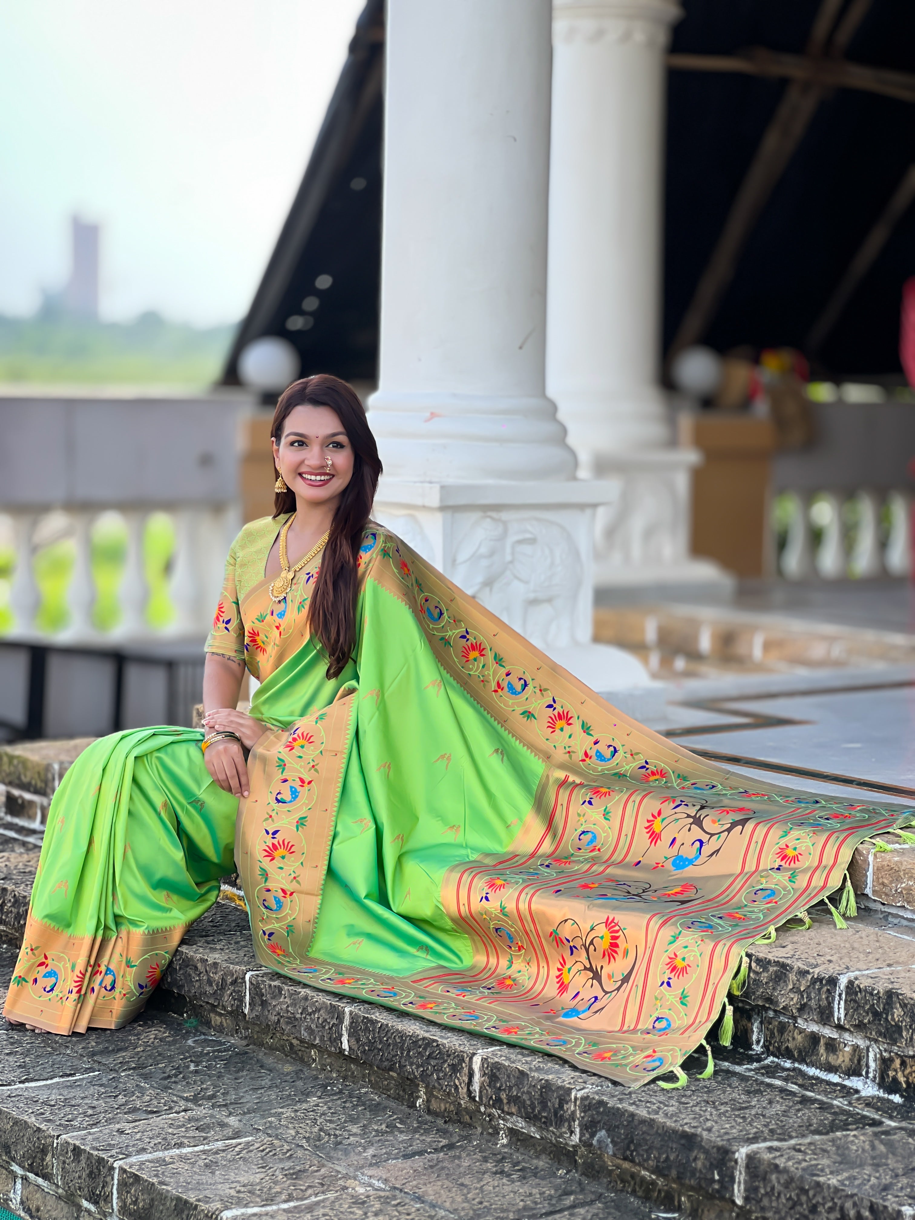 Parrot Wedding Wear Soft Paithani Silk Saree
