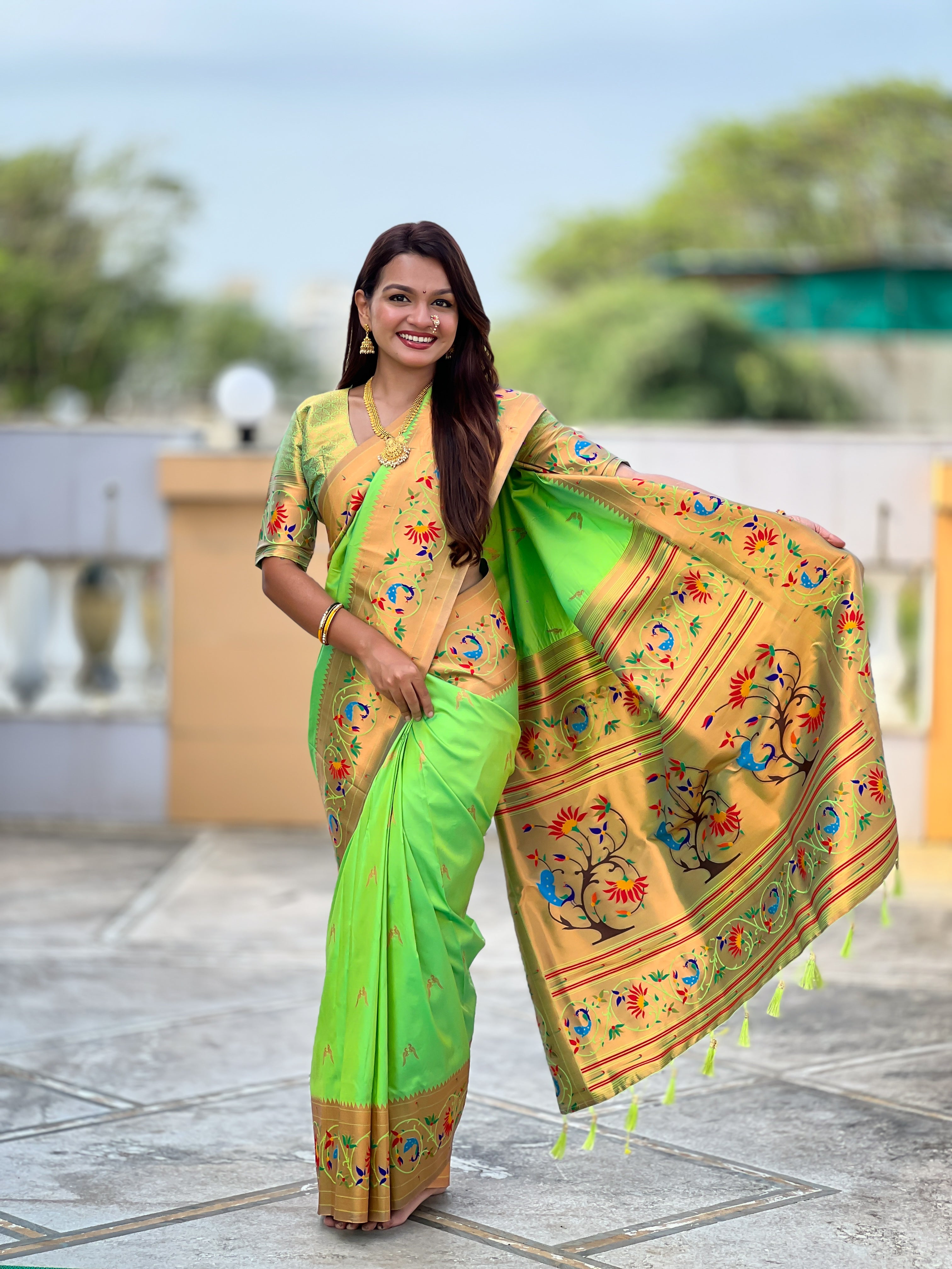 Parrot Wedding Wear Soft Paithani Silk Saree